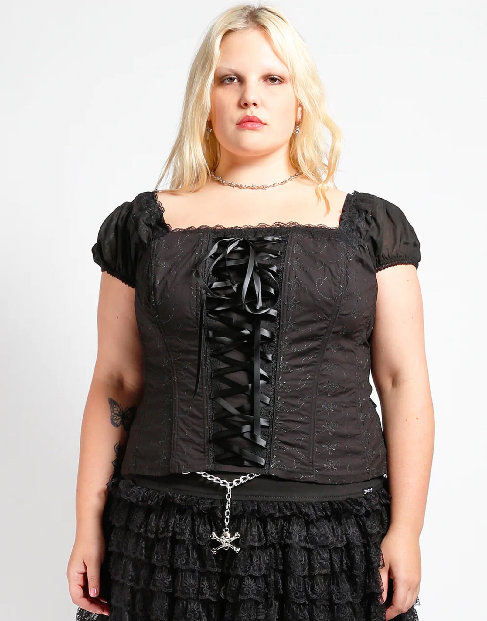 Curve Cap Sleeve Embroidery Corset