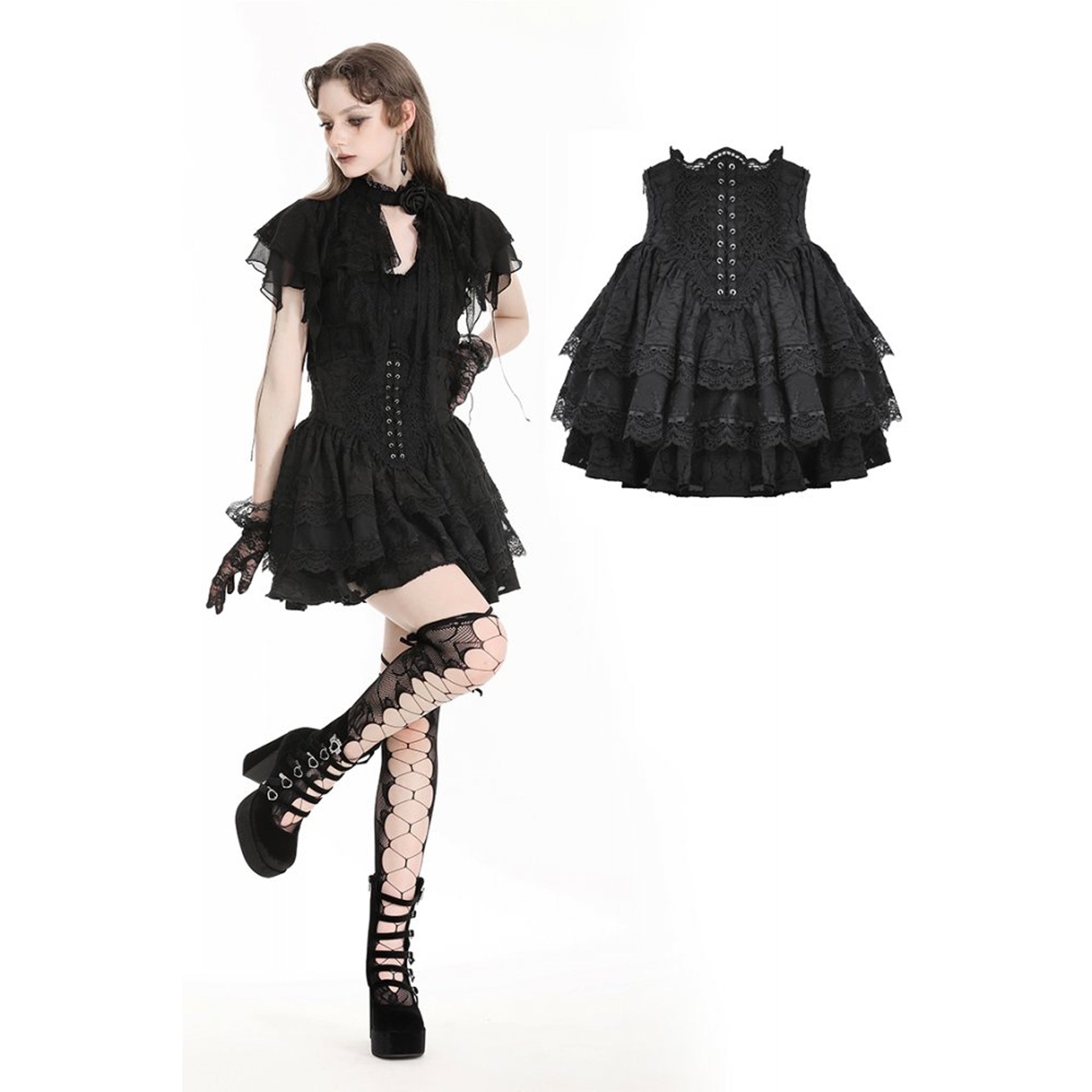 Corset Look Ruffled Doll Skirt