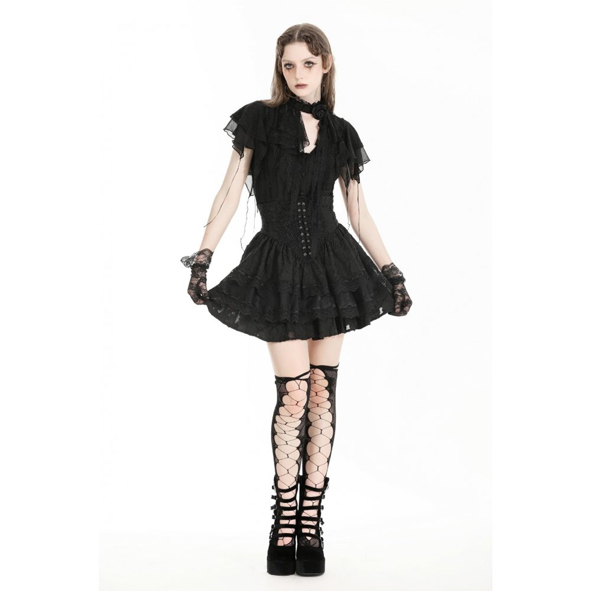 Corset Look Ruffled Doll Skirt