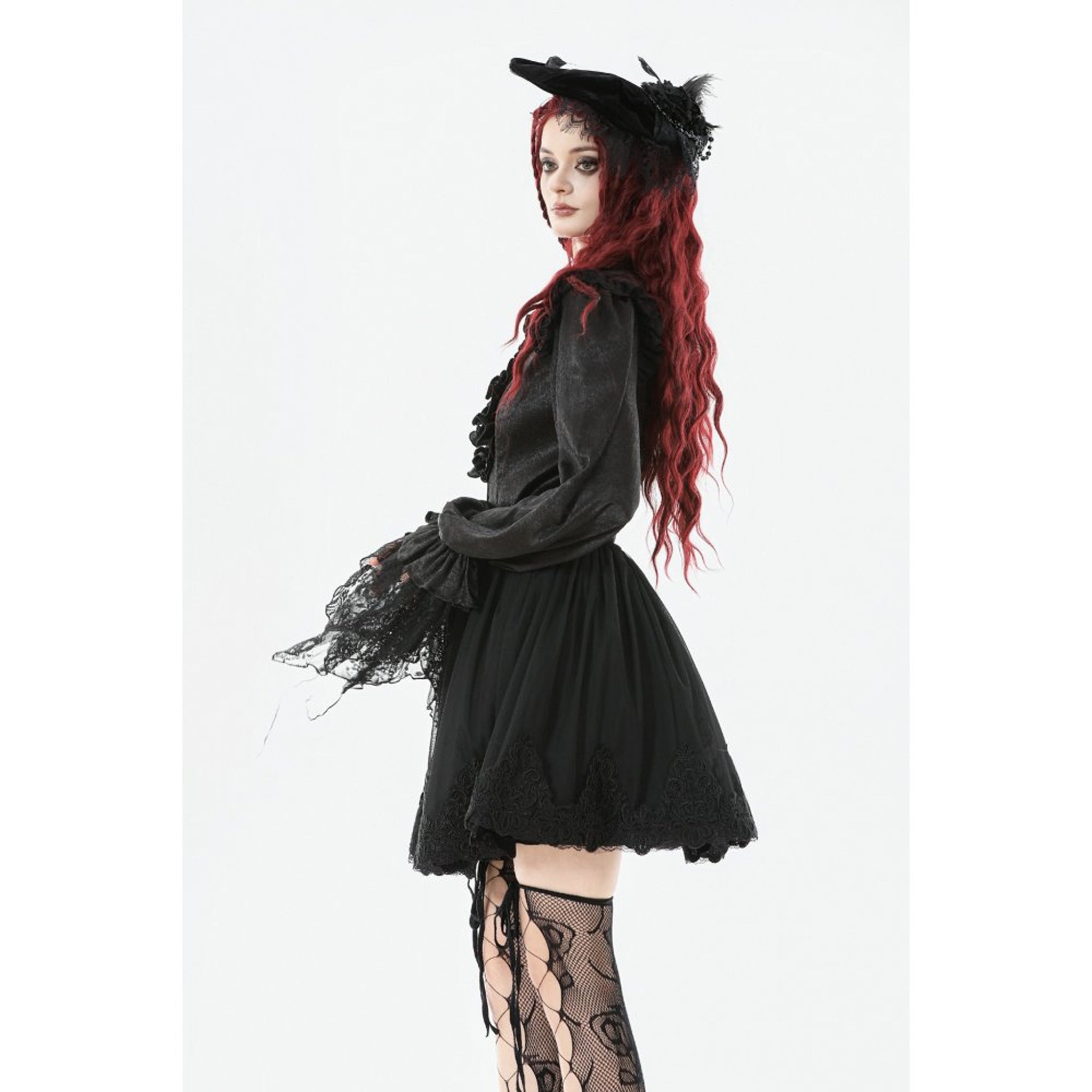 Layered Gothic Lace Hem Skirt