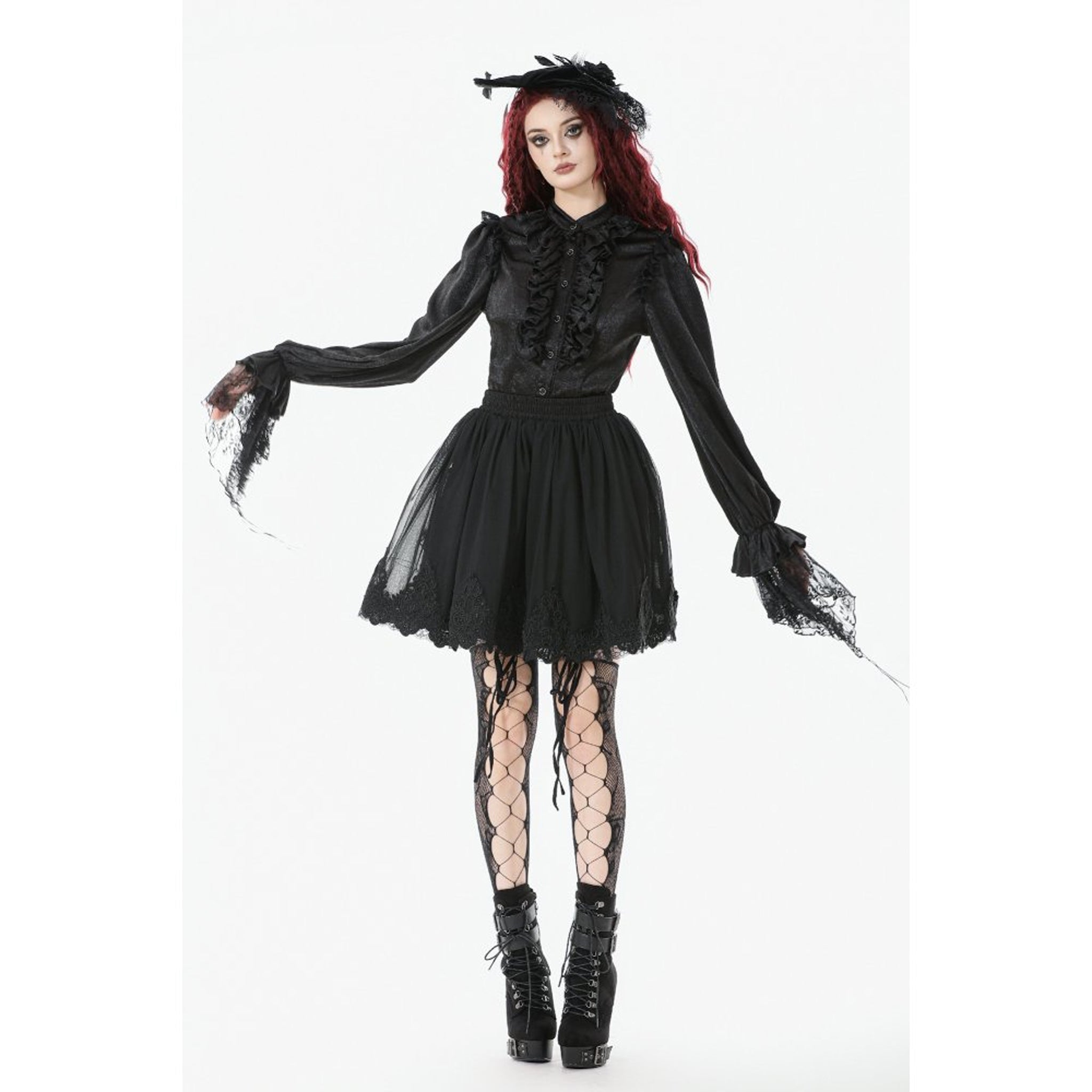 Layered Gothic Lace Hem Skirt