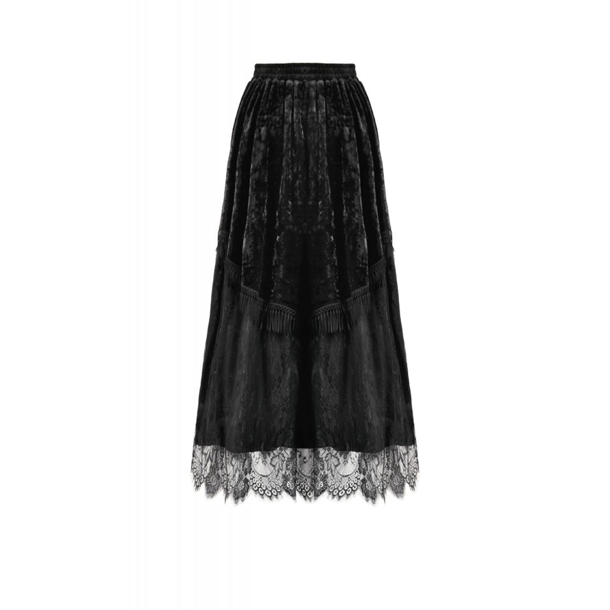 Gothic Floral Tassel Maxi Skirt
