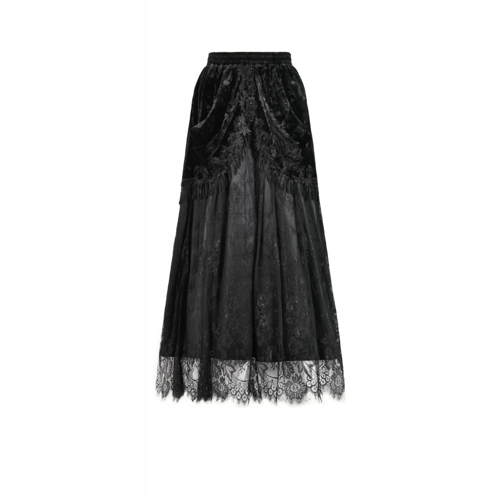 Gothic Floral Tassel Maxi Skirt