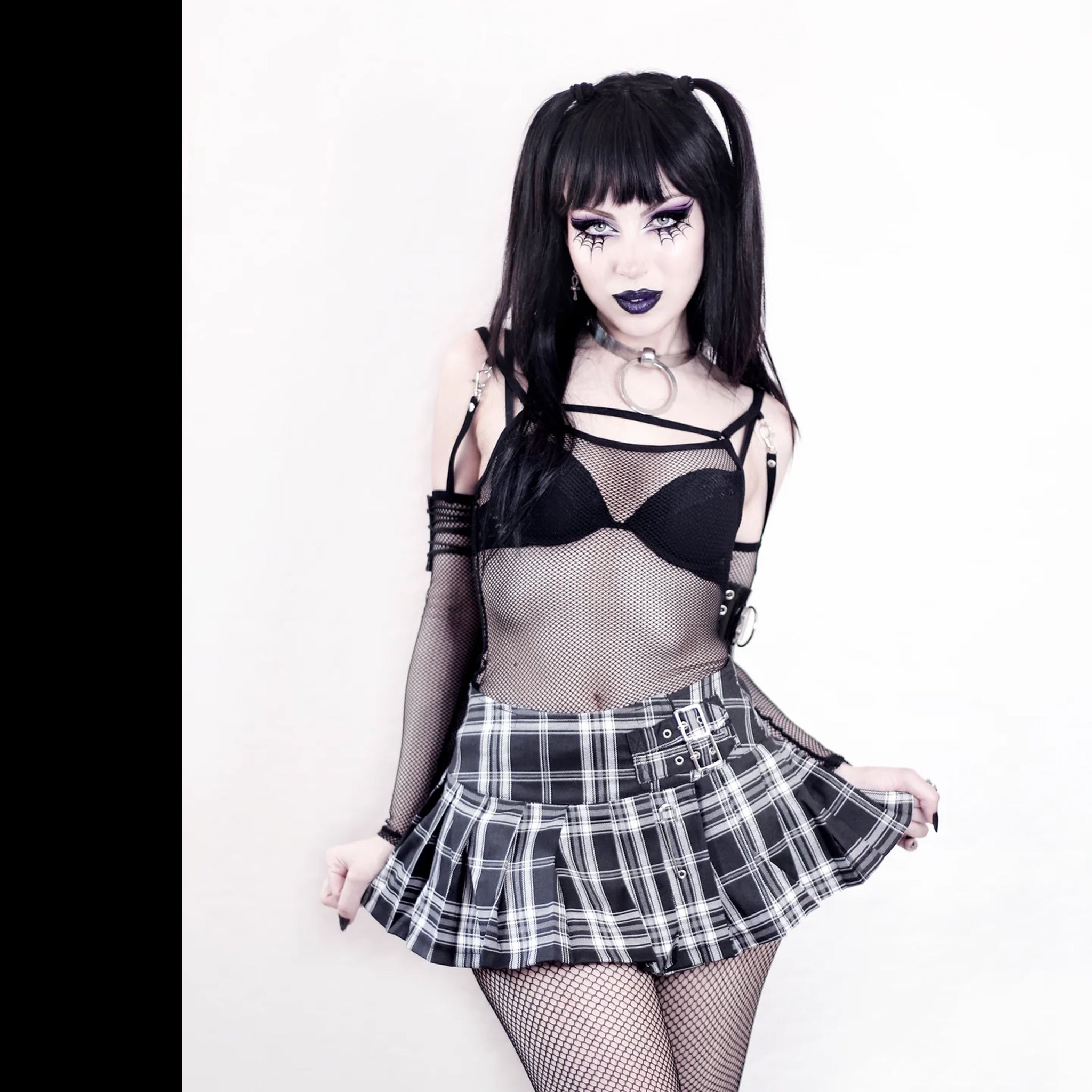 Black/White Ultra Micro Mini Pleated Skirt