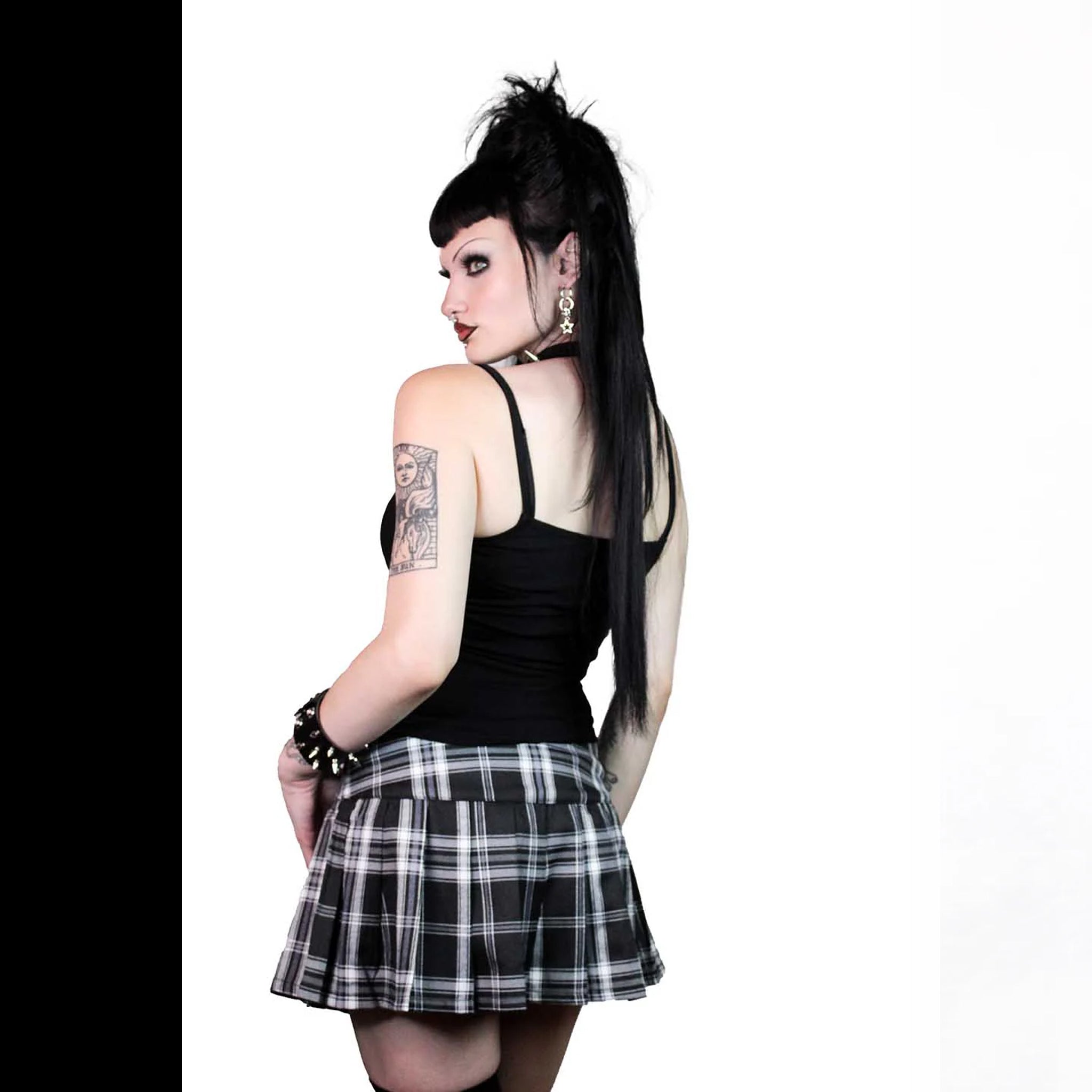Black/White Ultra Micro Mini Pleated Skirt