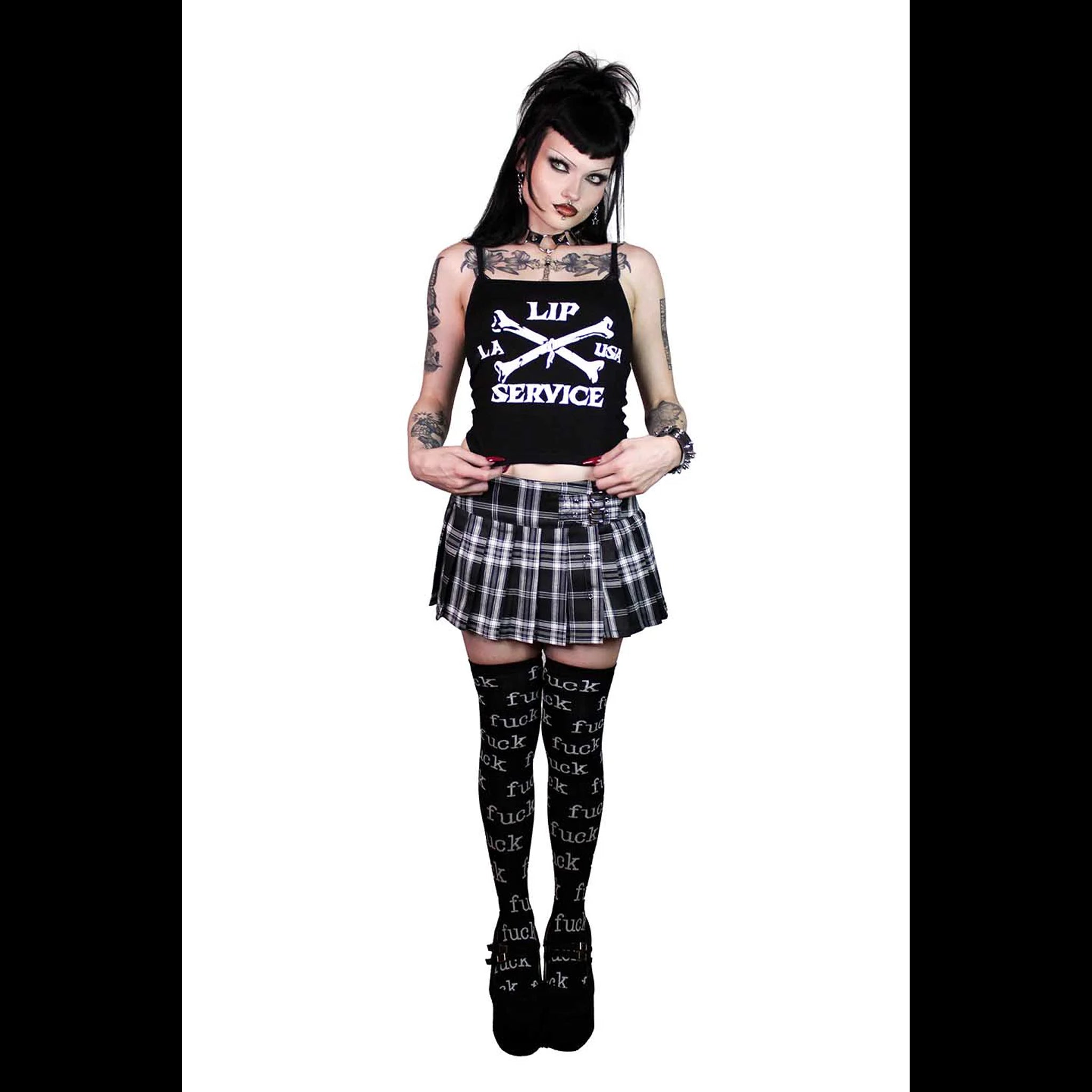 Black/White Ultra Micro Mini Pleated Skirt