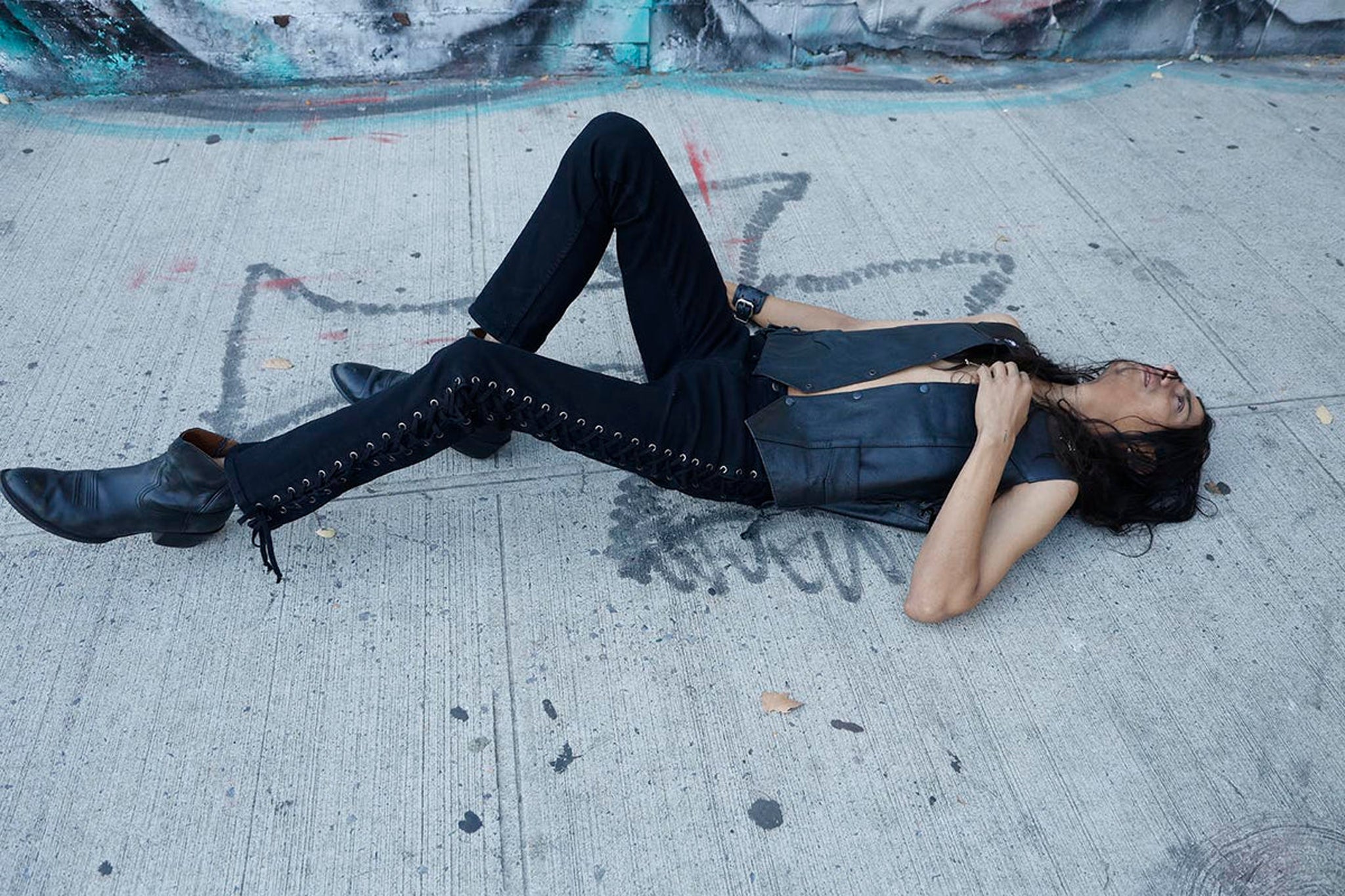 Side Lace Rocker Jeans