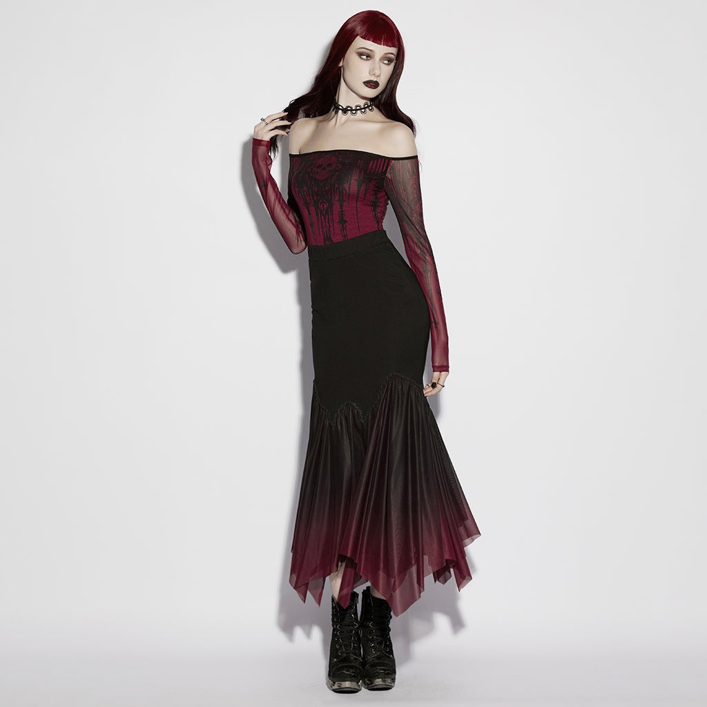 Crimson Hem Skirt