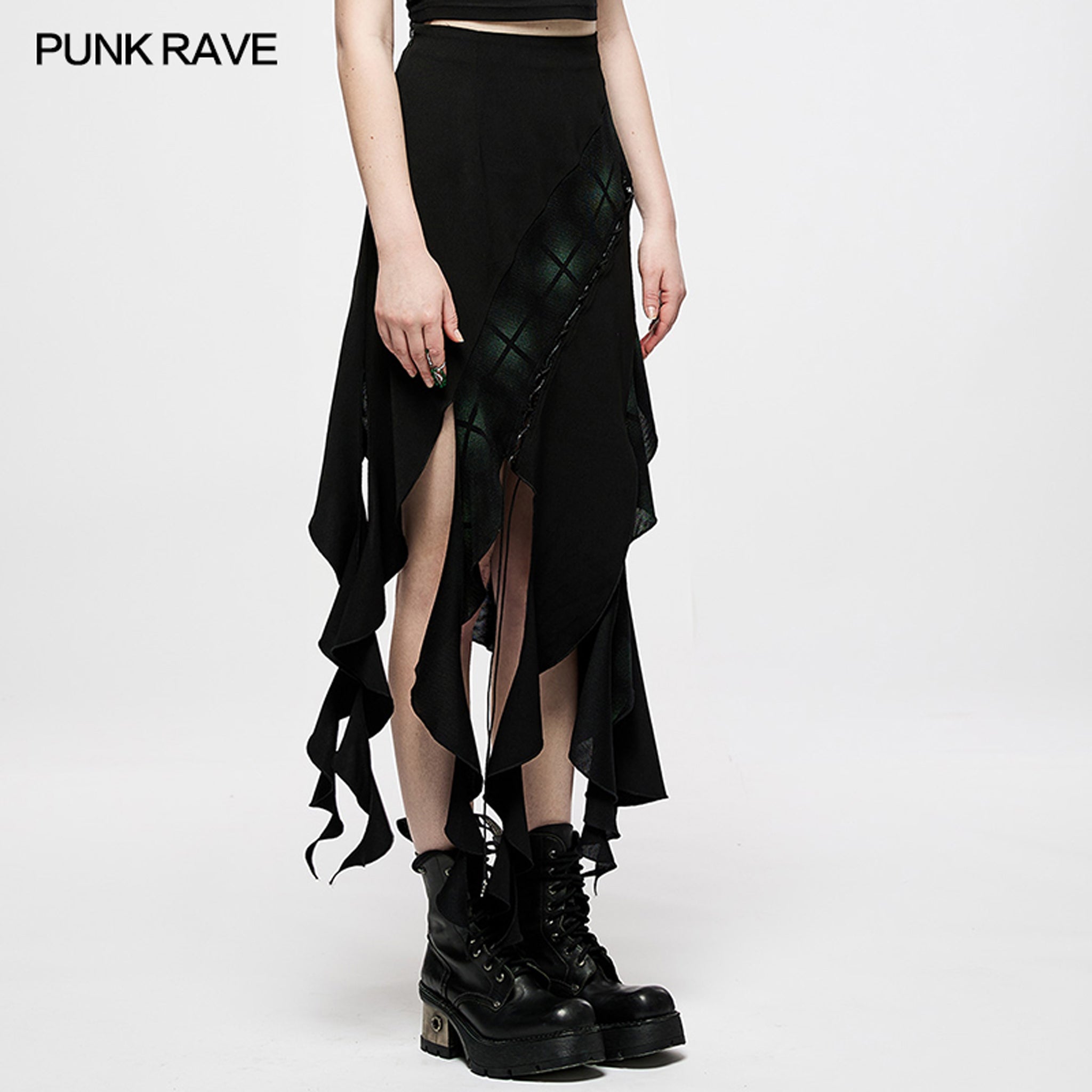 Dark green long tasseled skirt