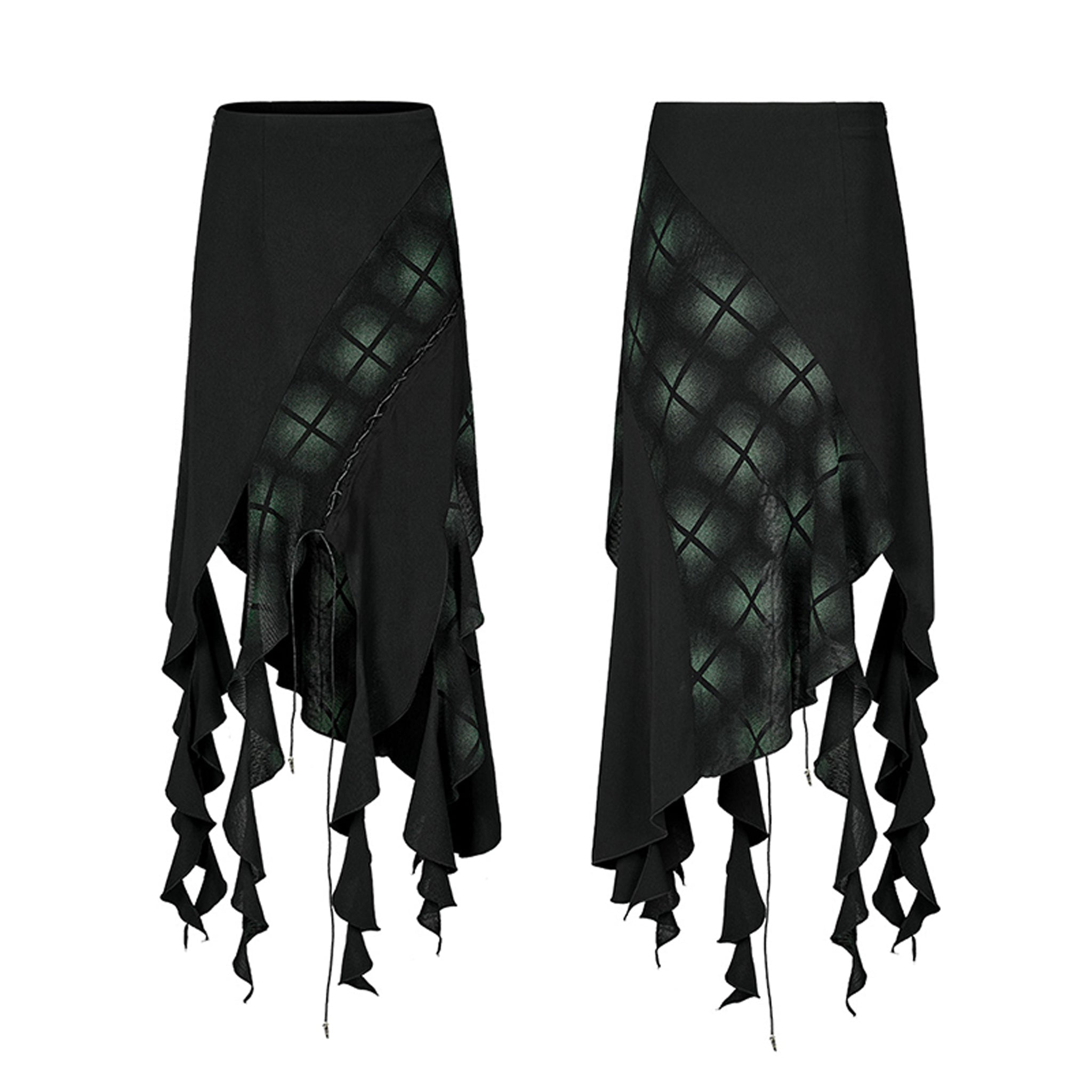 Dark green long tasseled skirt