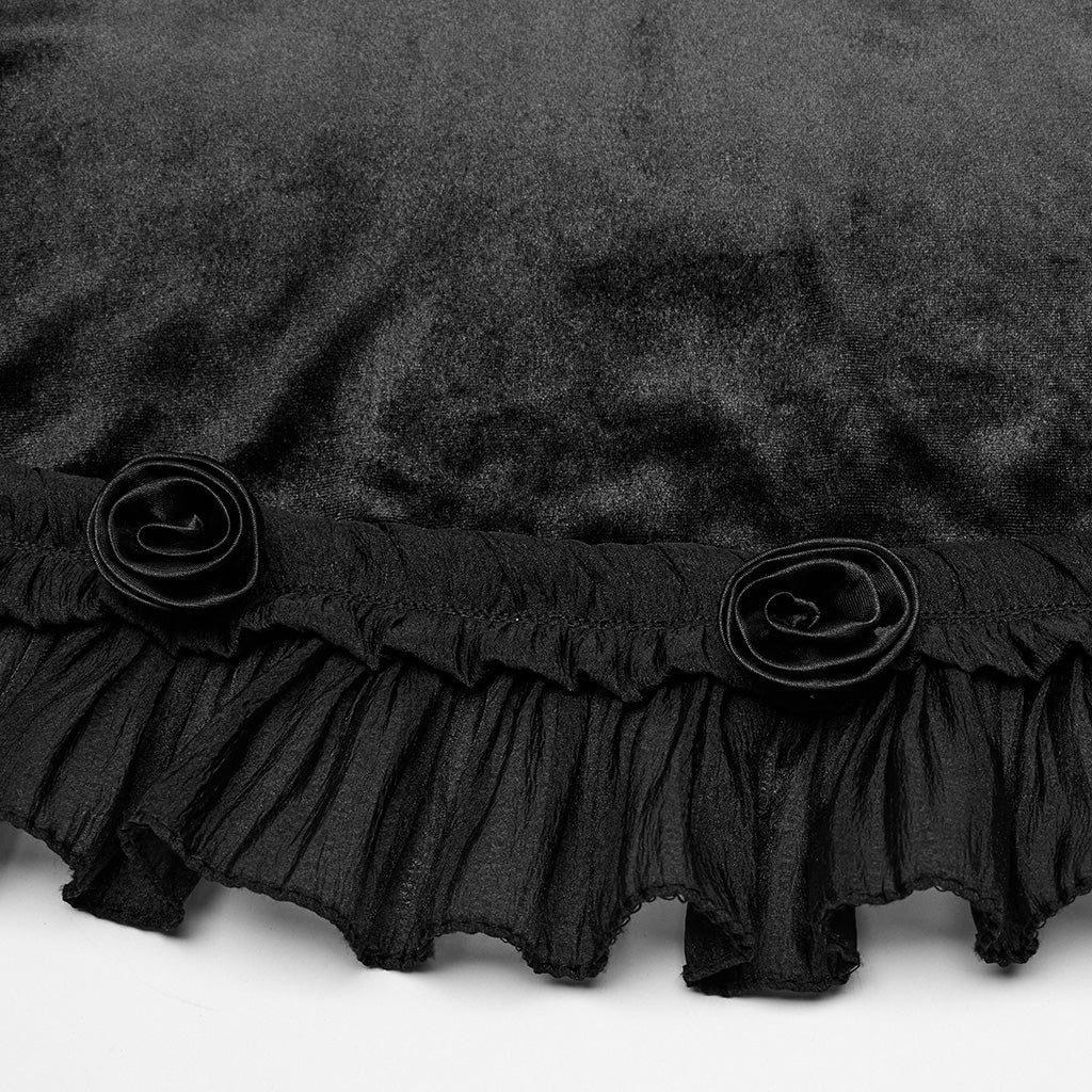 Stretch Velvet Ruffle Hem Dress