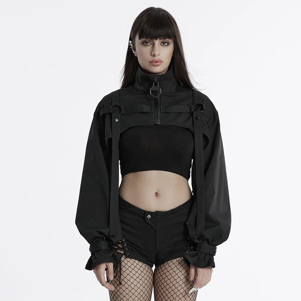 High Collar Crop Jacket