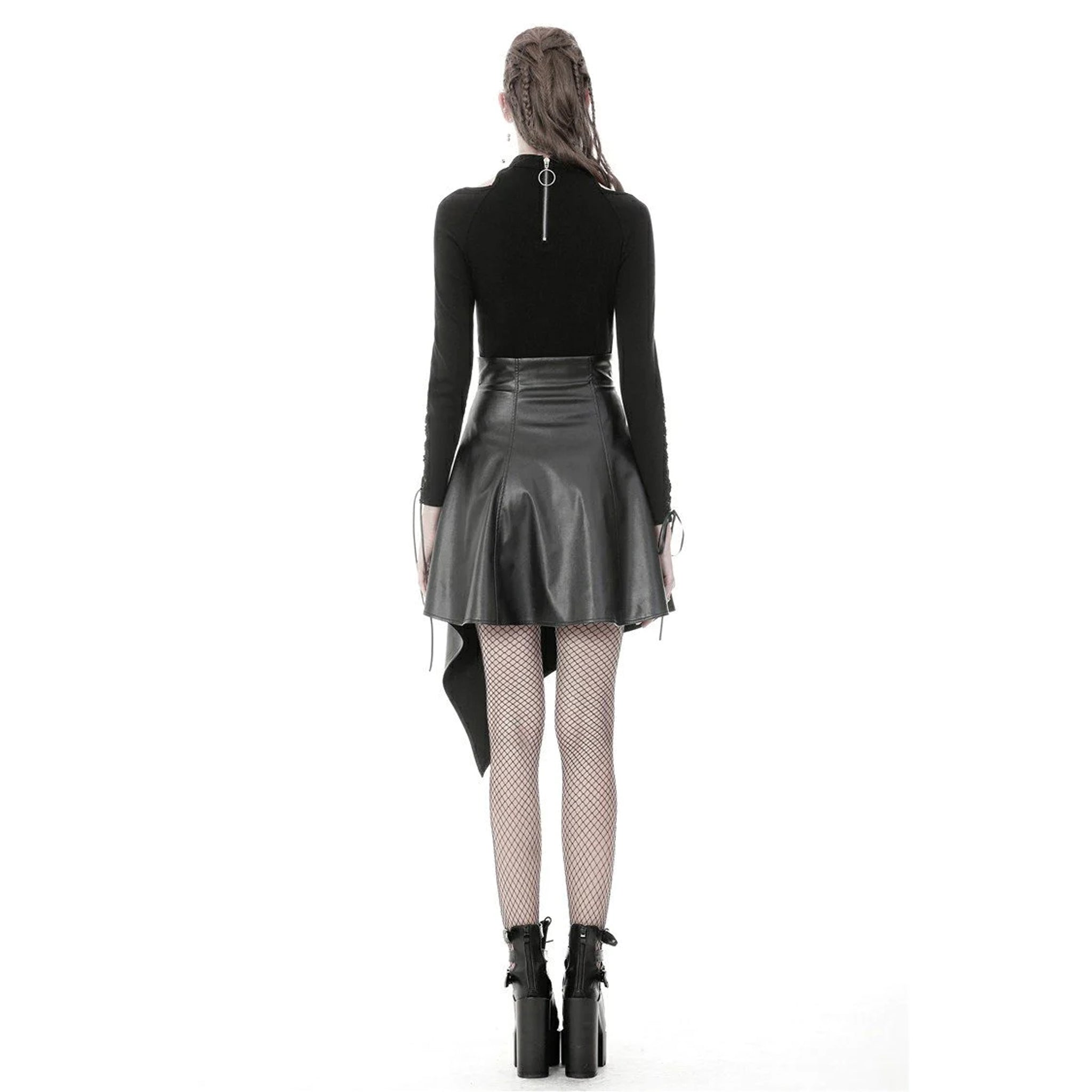 PU Leather zipped midi skirt