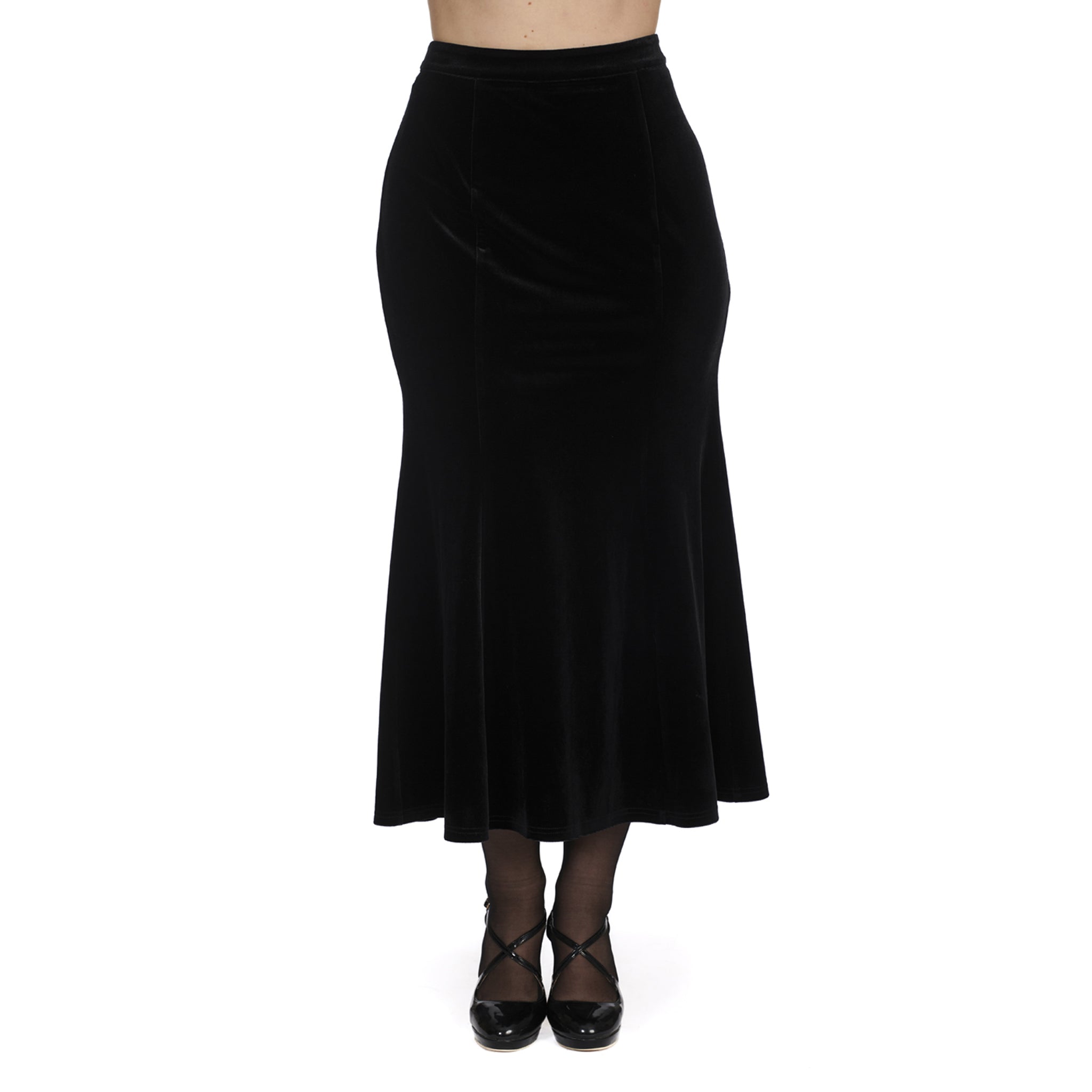 Velvet Fishtail Pencil Skirt