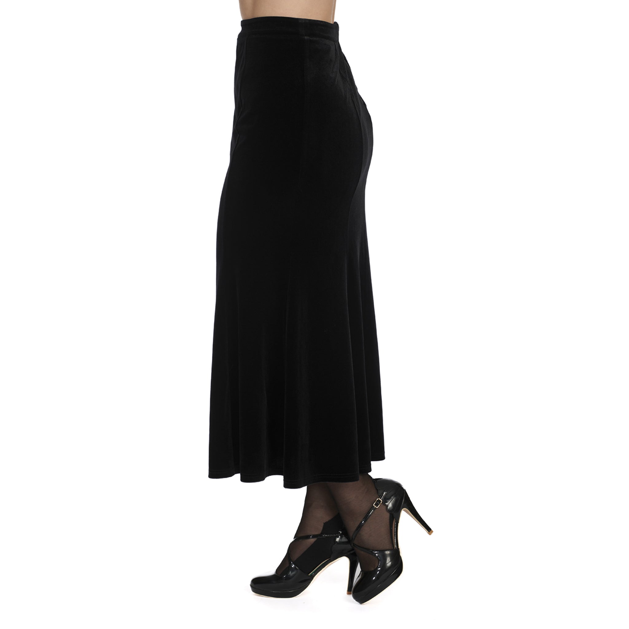 Velvet Fishtail Pencil Skirt