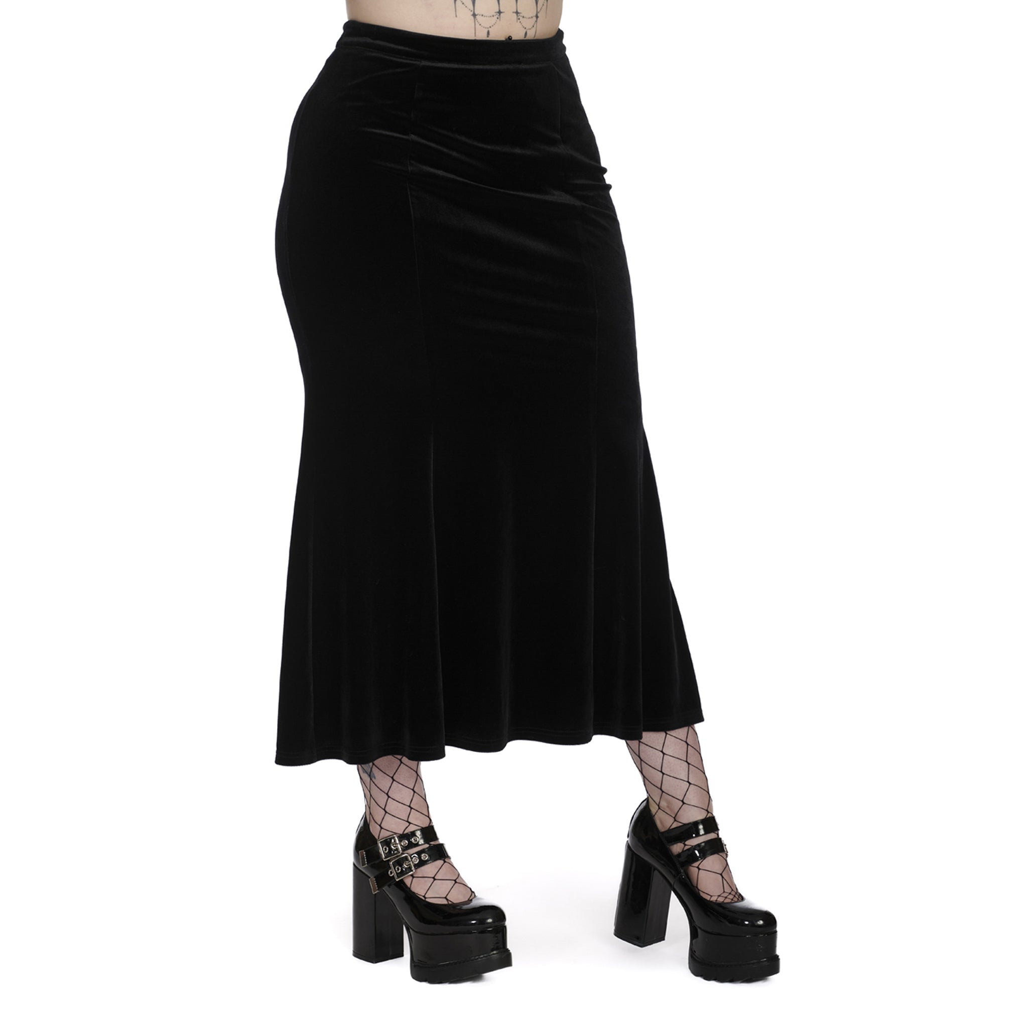 Velvet Fishtail Pencil Skirt