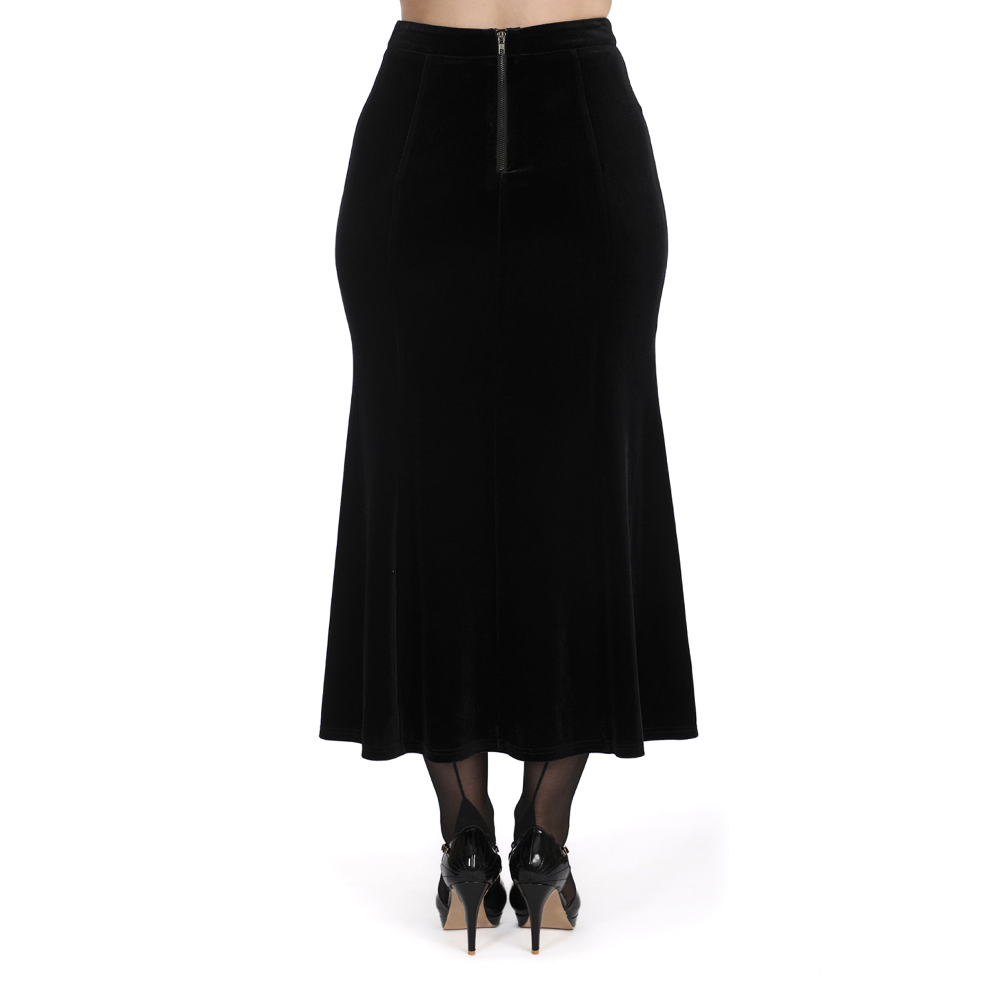 Velvet Fishtail Pencil Skirt