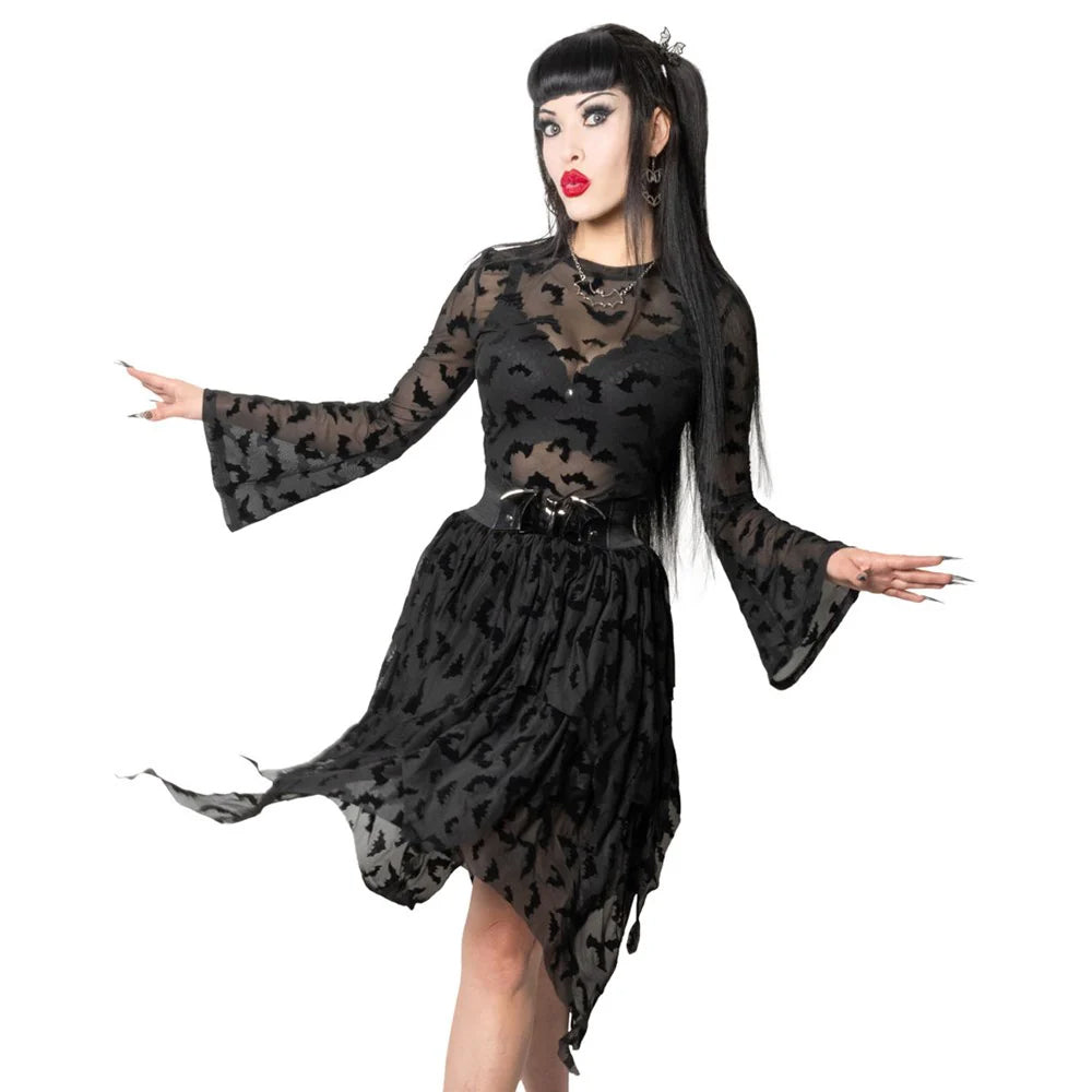 Bat Repeat Mesh Skirt