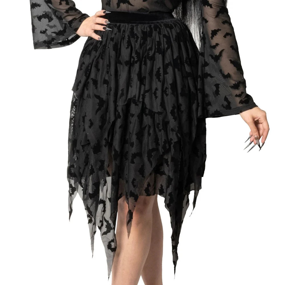 Bat Repeat Mesh Skirt
