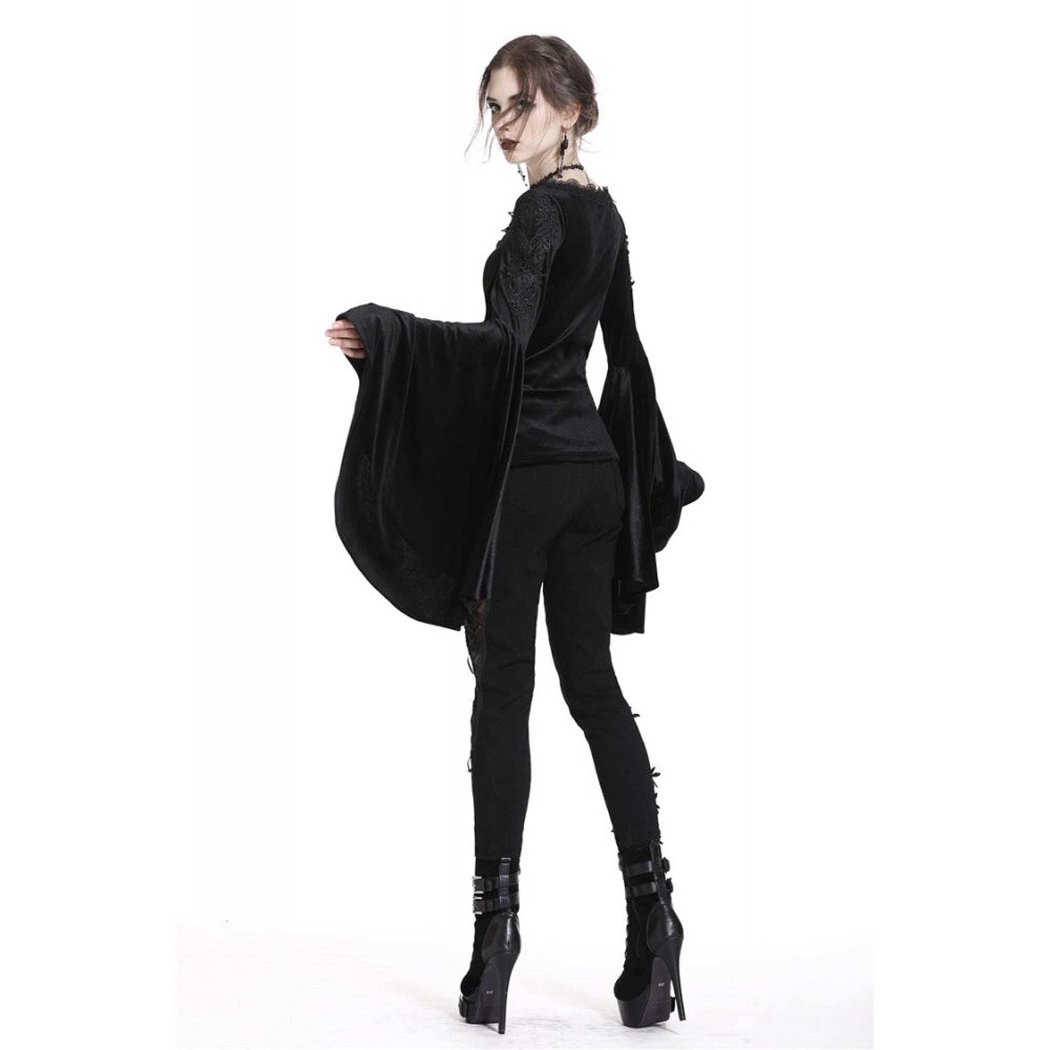 Velvet V Neck Applique Shirt