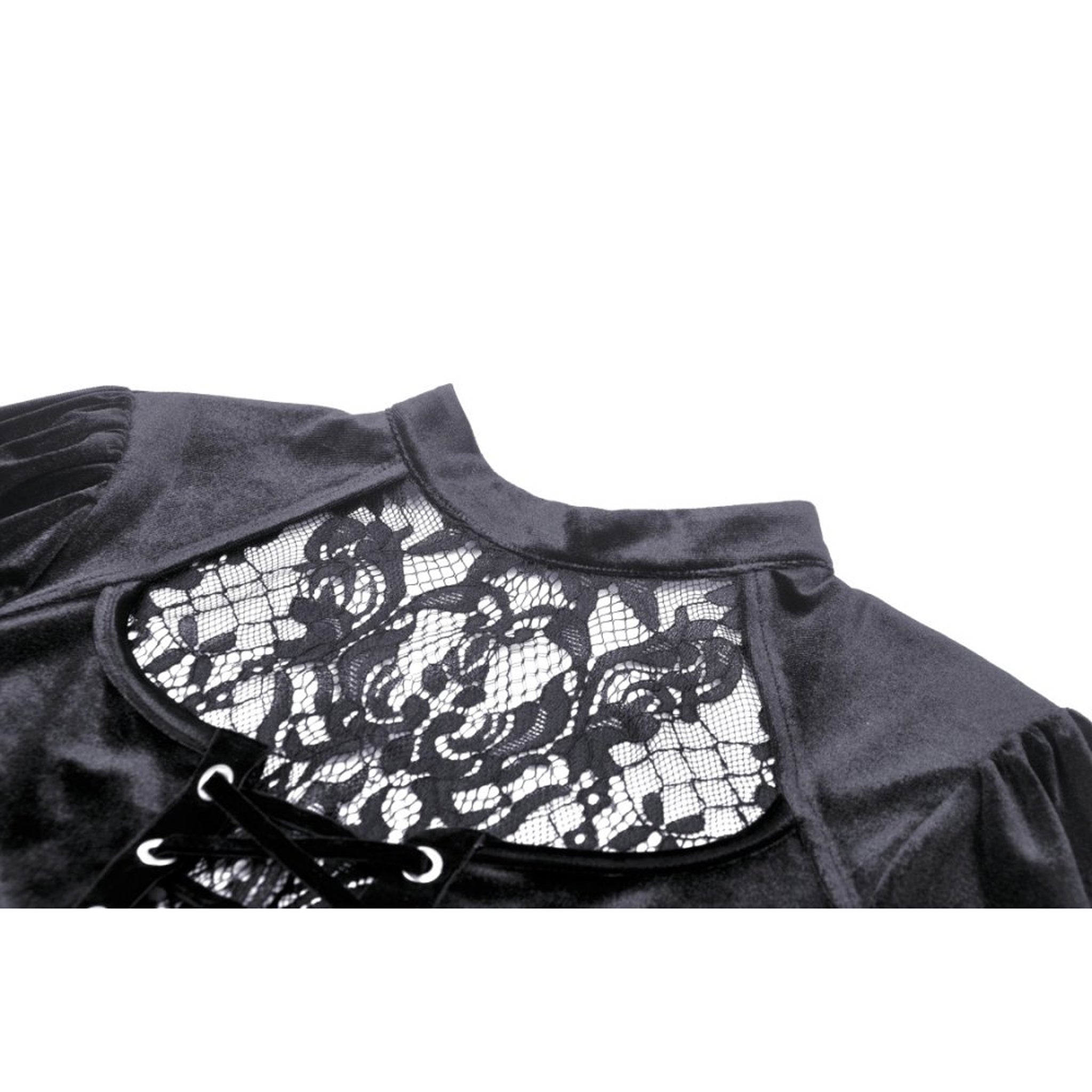 Front Lace Velvet Bell Sleeve Top