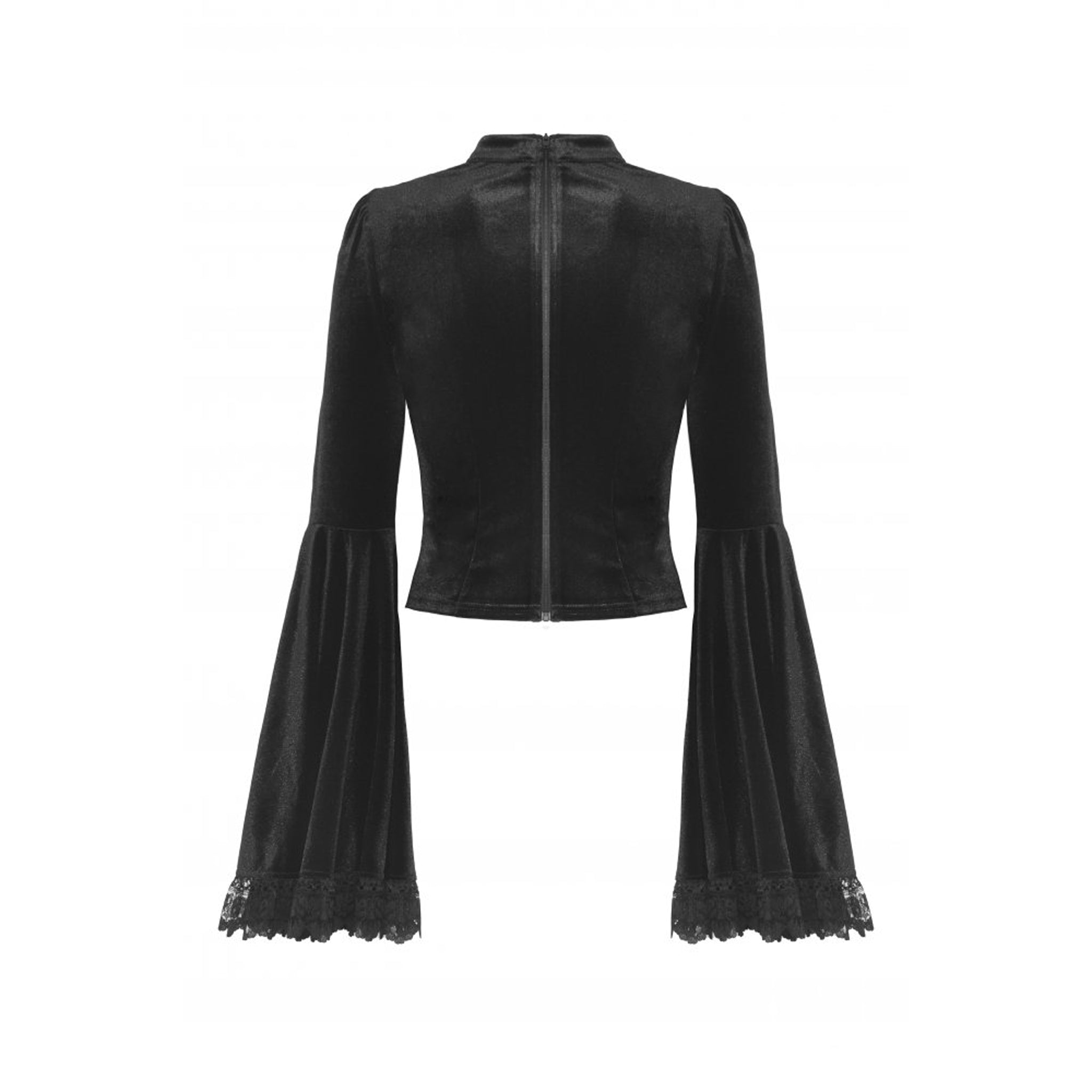 Front Lace Velvet Bell Sleeve Top