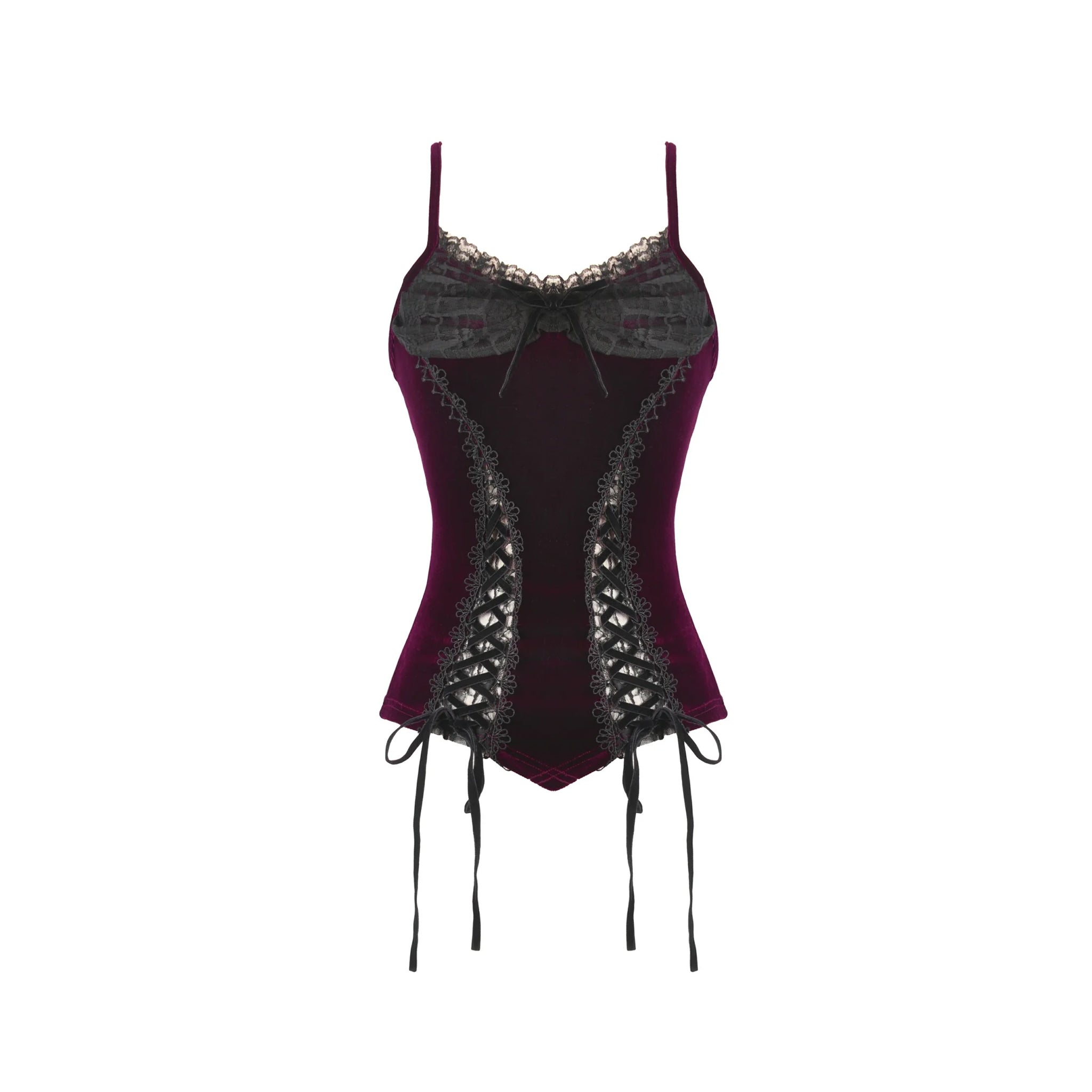 Lace Up Burgundy Top