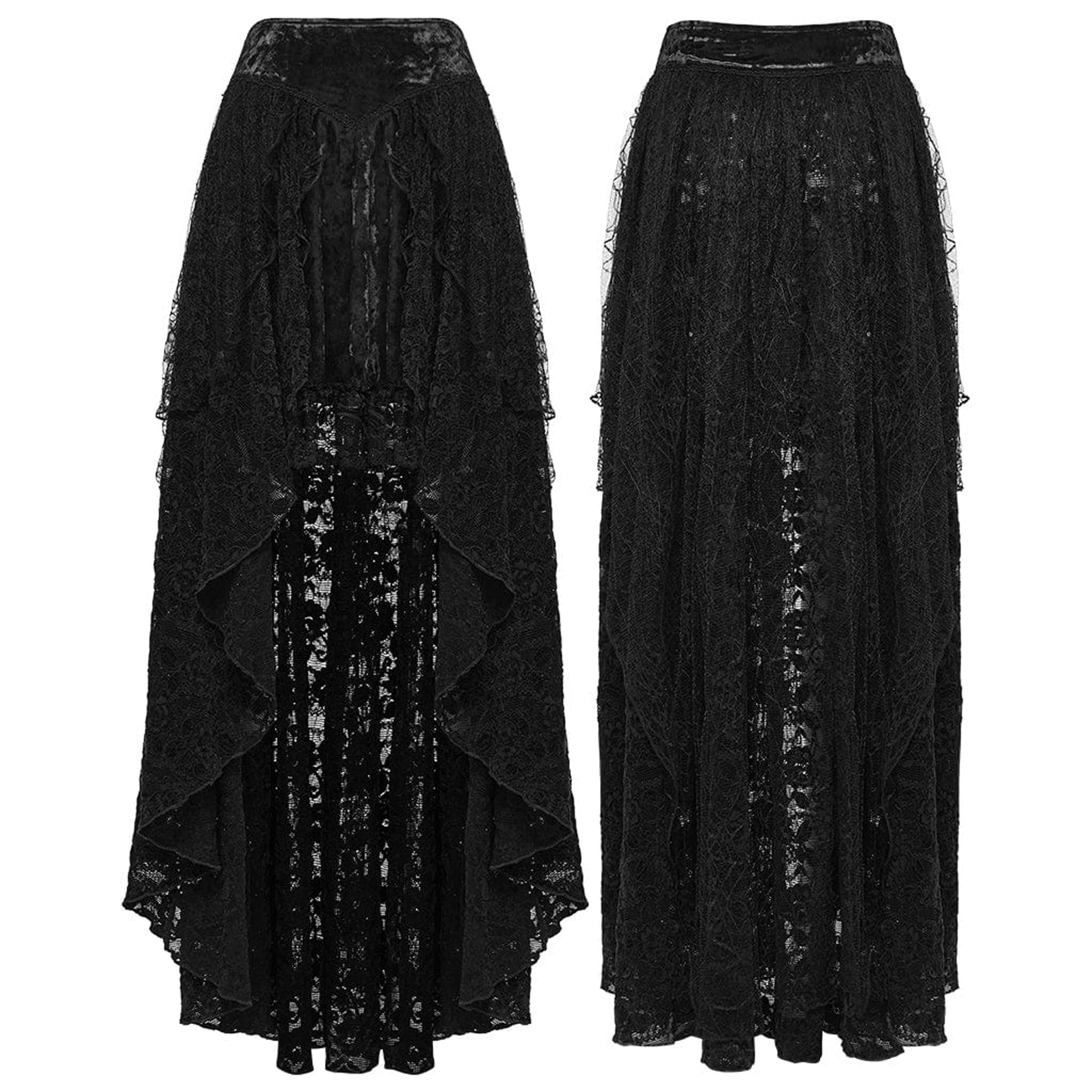 Velvet And Lace Hi-Low Skirt