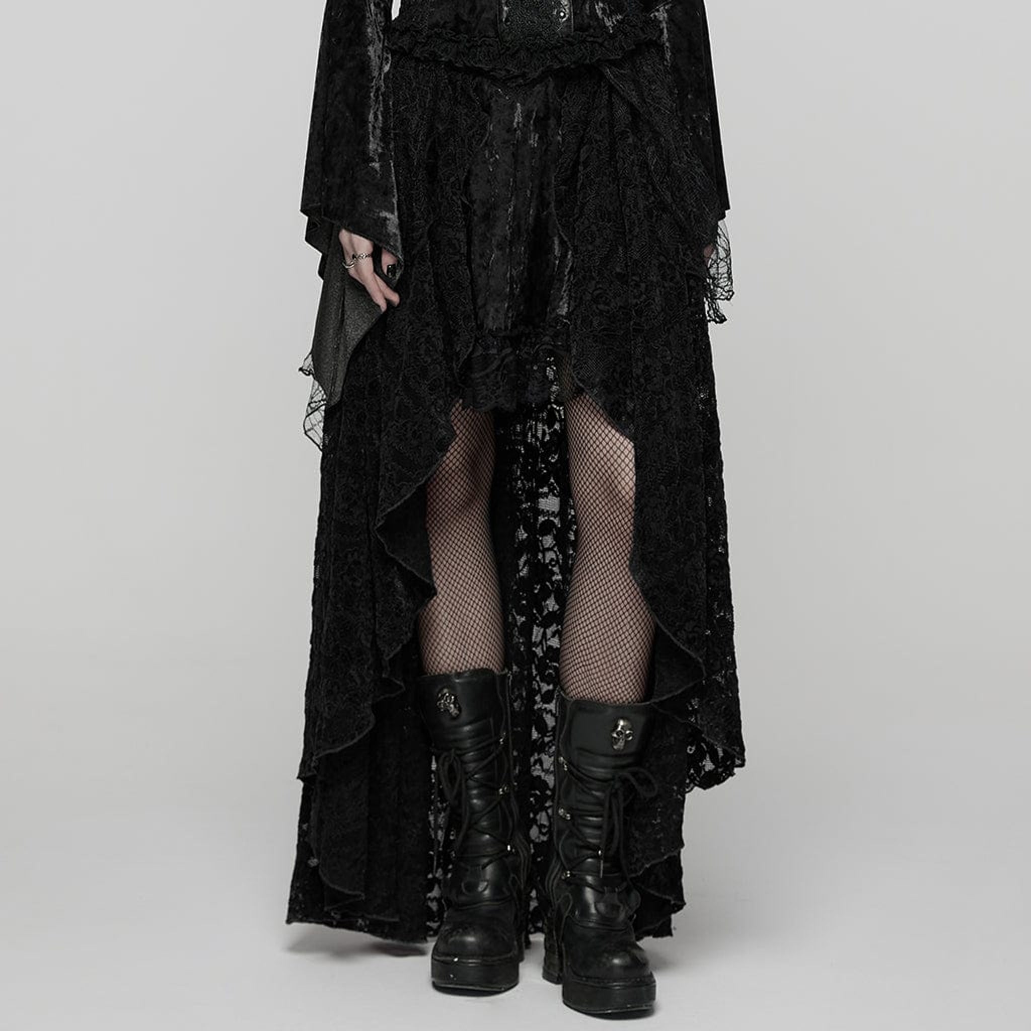 Velvet And Lace Hi-Low Skirt