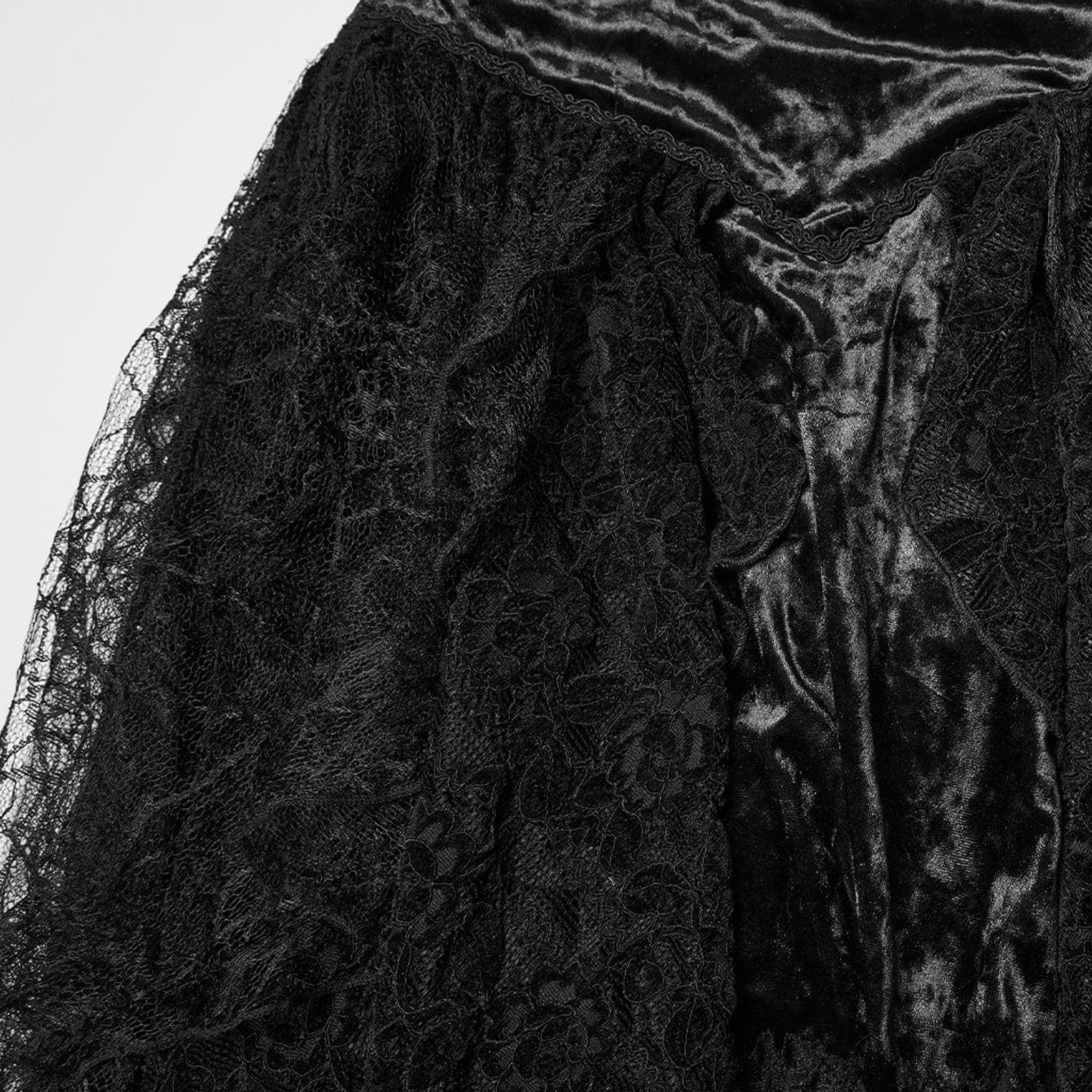 Velvet And Lace Hi-Low Skirt