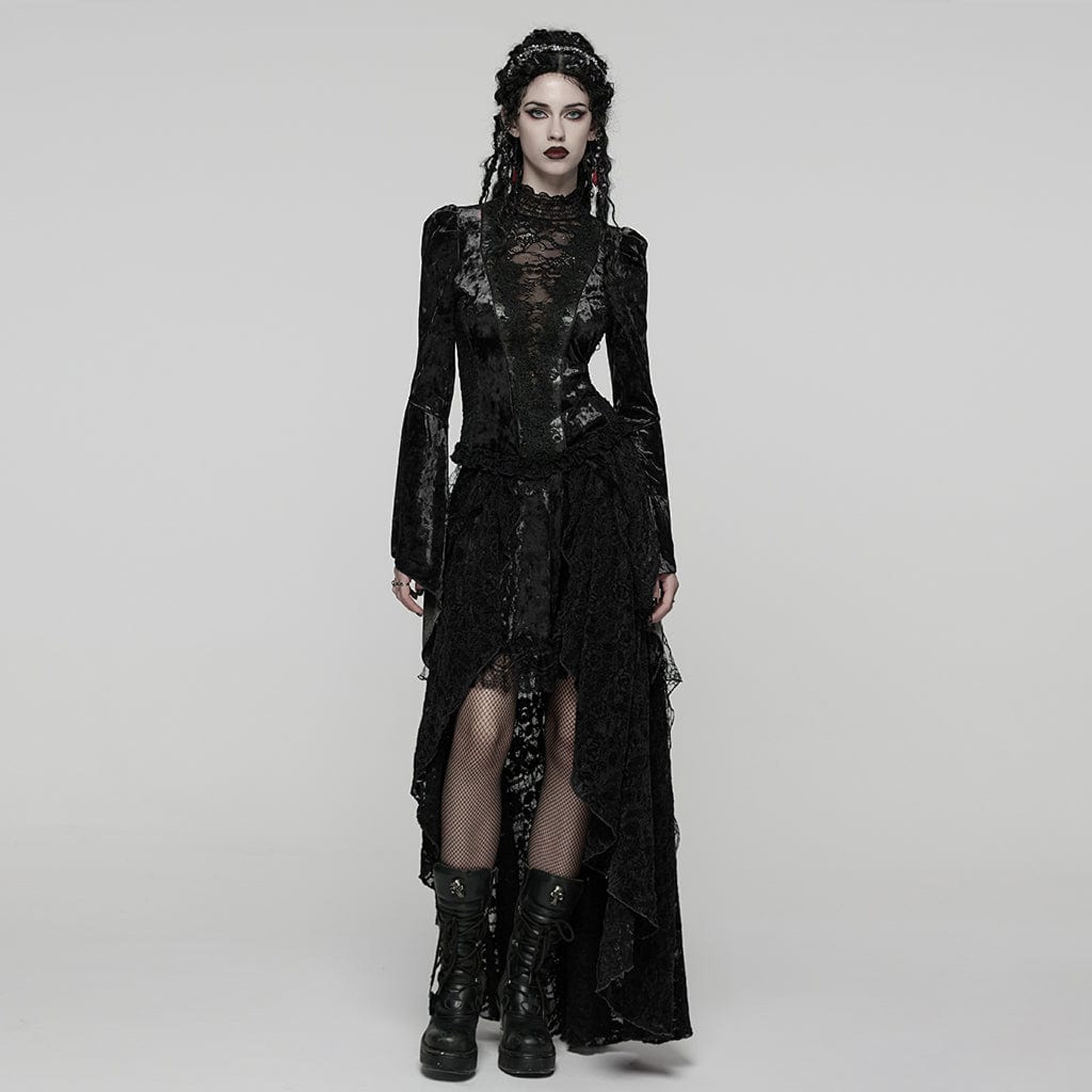 Velvet And Lace Hi-Low Skirt