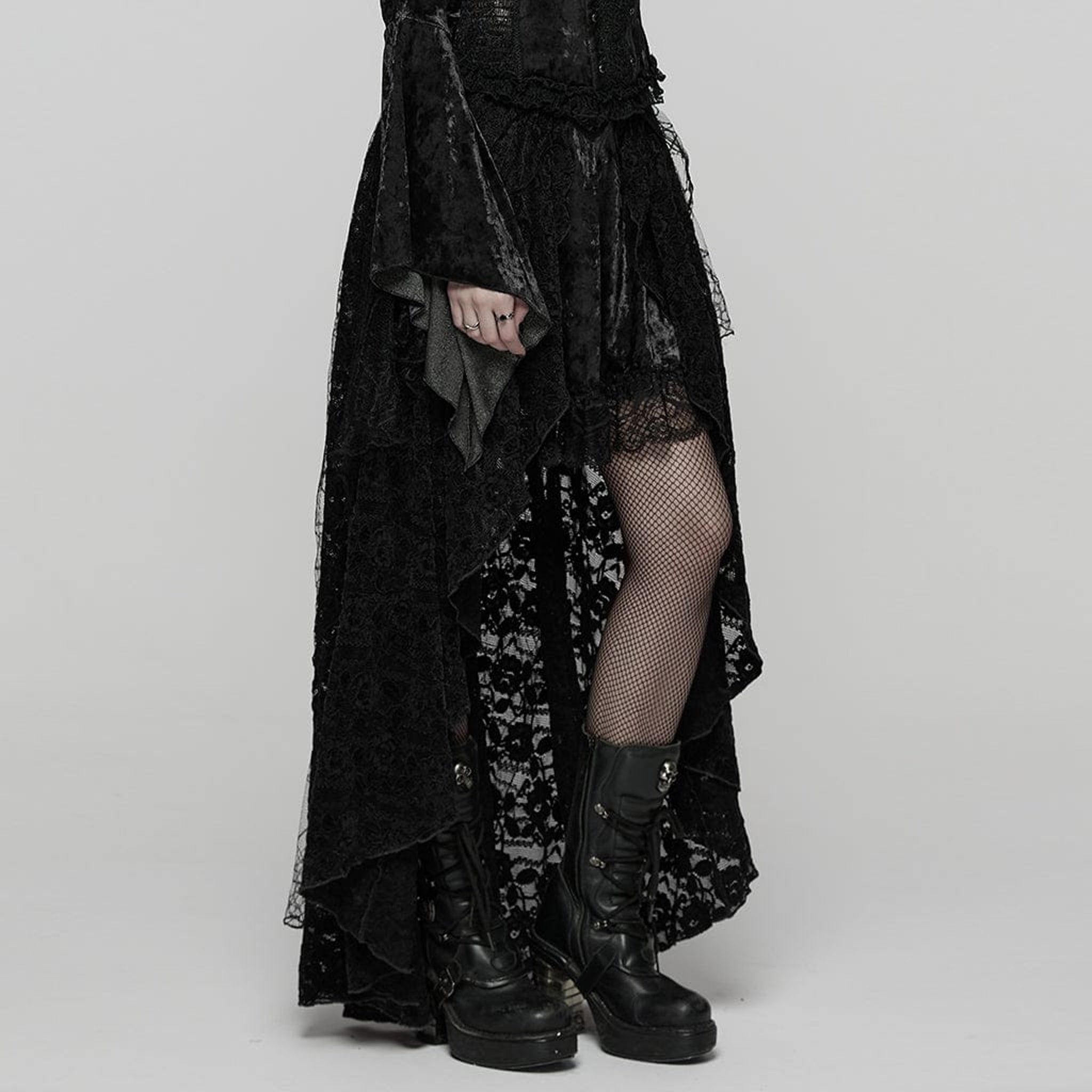 Velvet And Lace Hi-Low Skirt