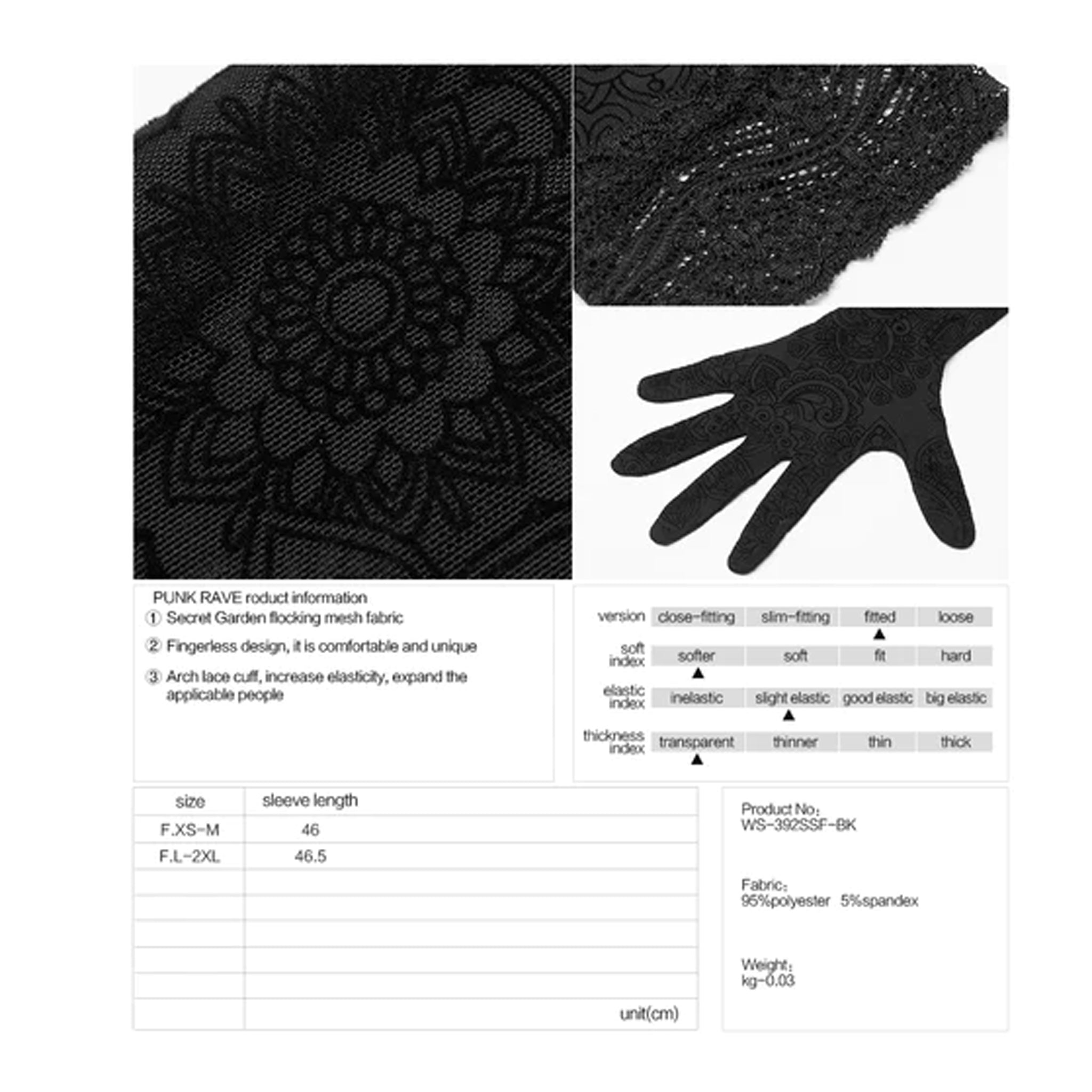 gothic flocked velvet gloves