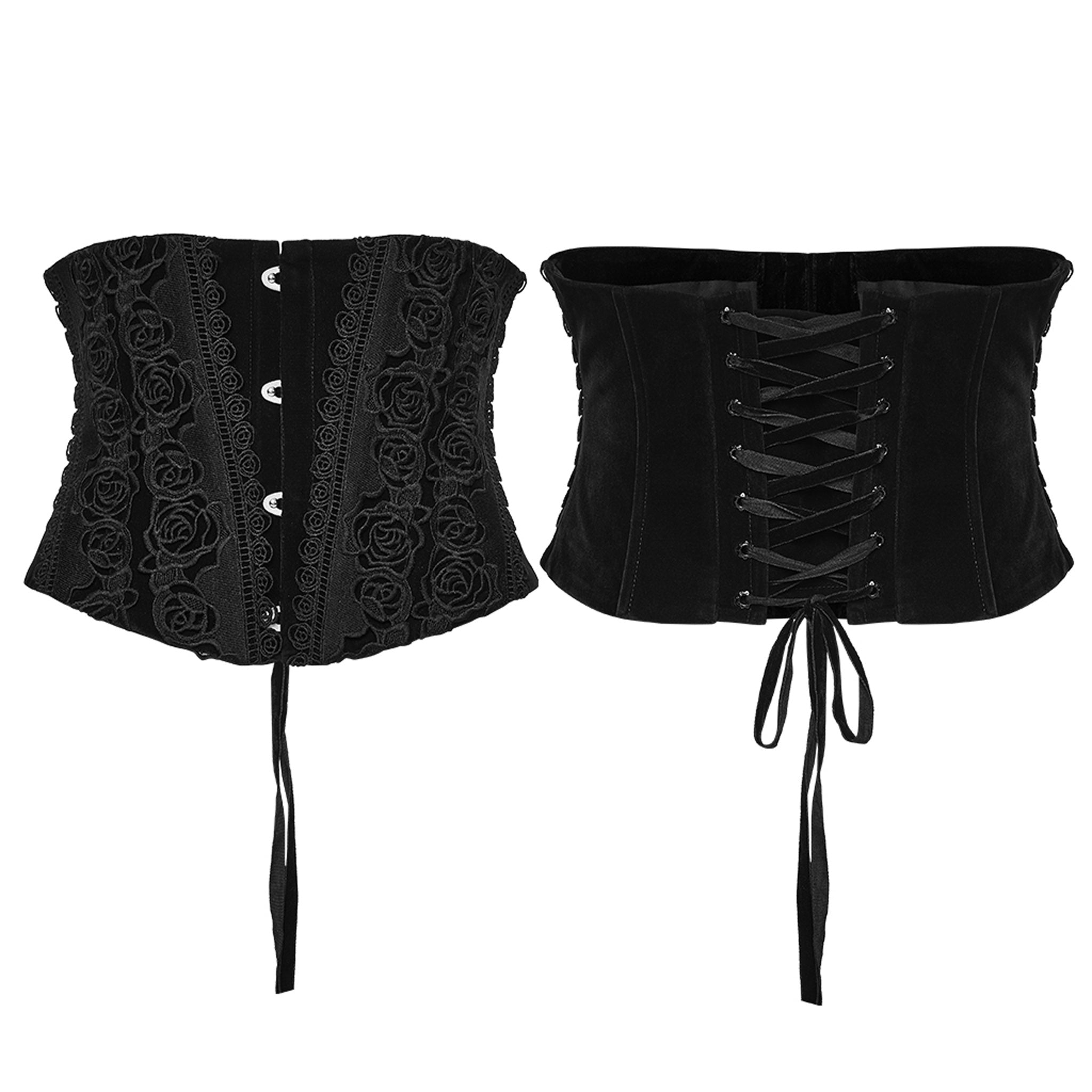 Rose Applique Corset BLACK