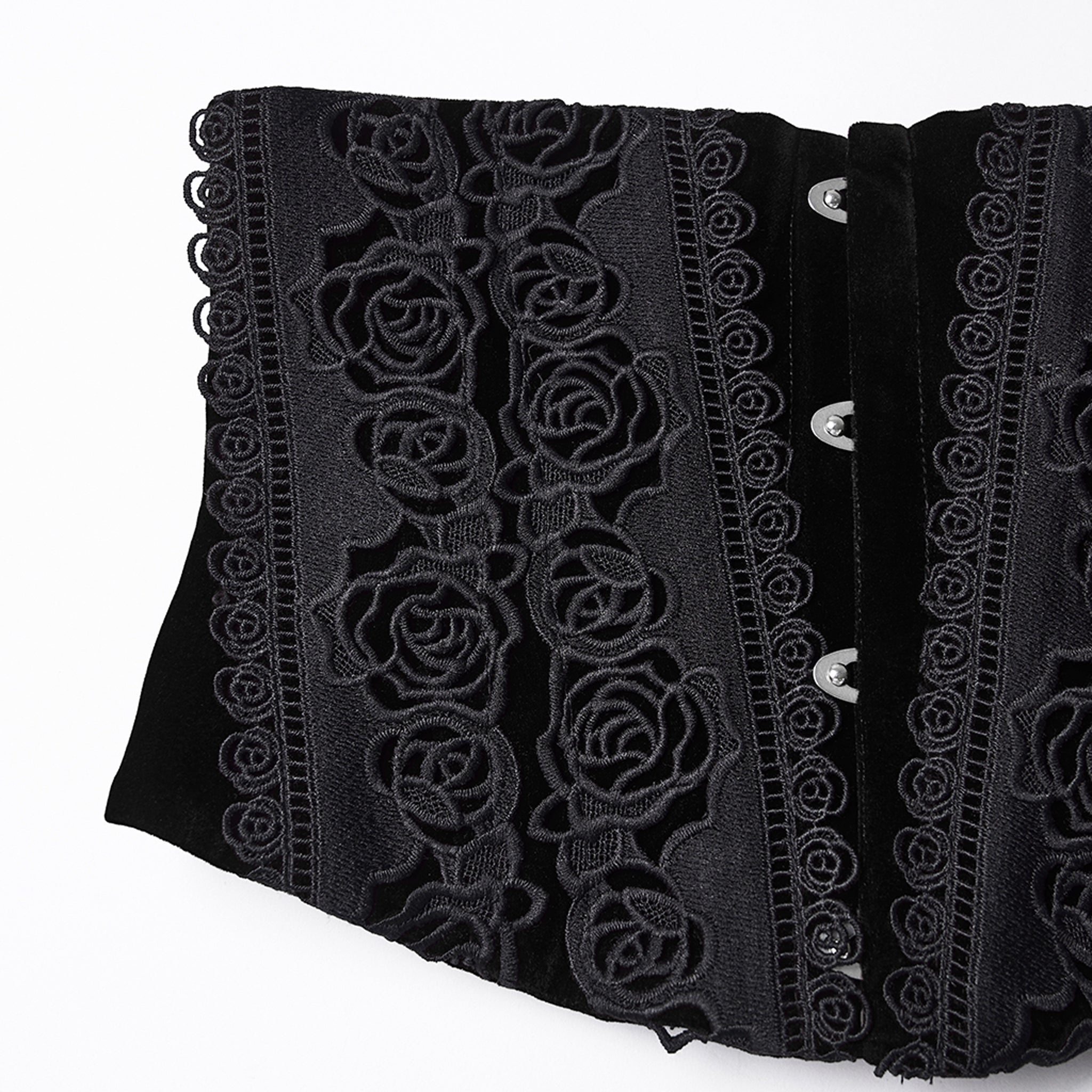 Rose Applique Corset BLACK