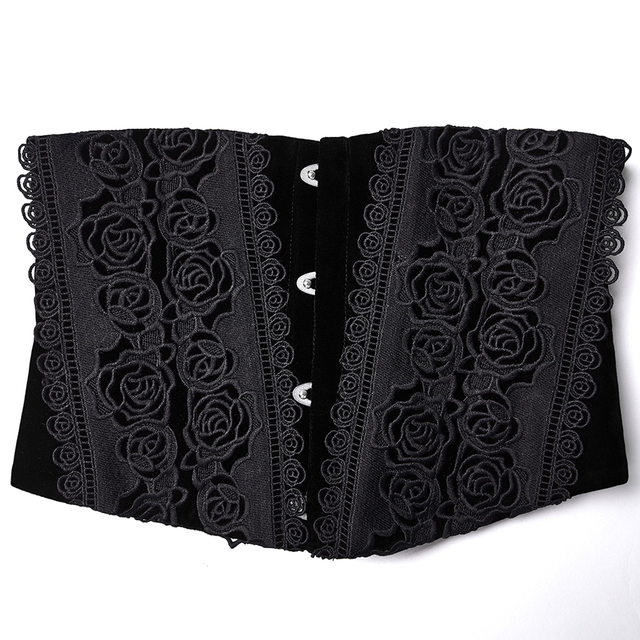 Rose Applique Corset BLACK