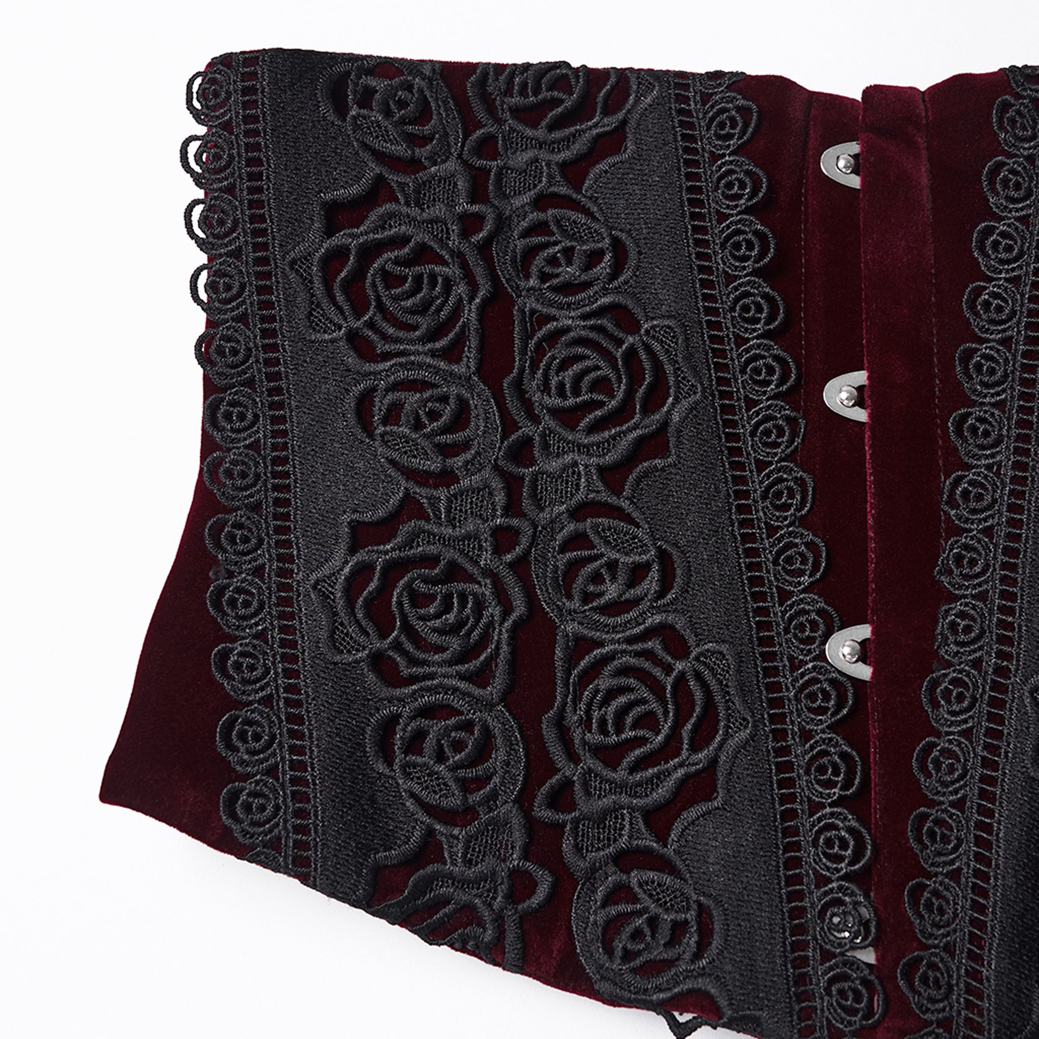 Rose Applique Corset RED-BLACK