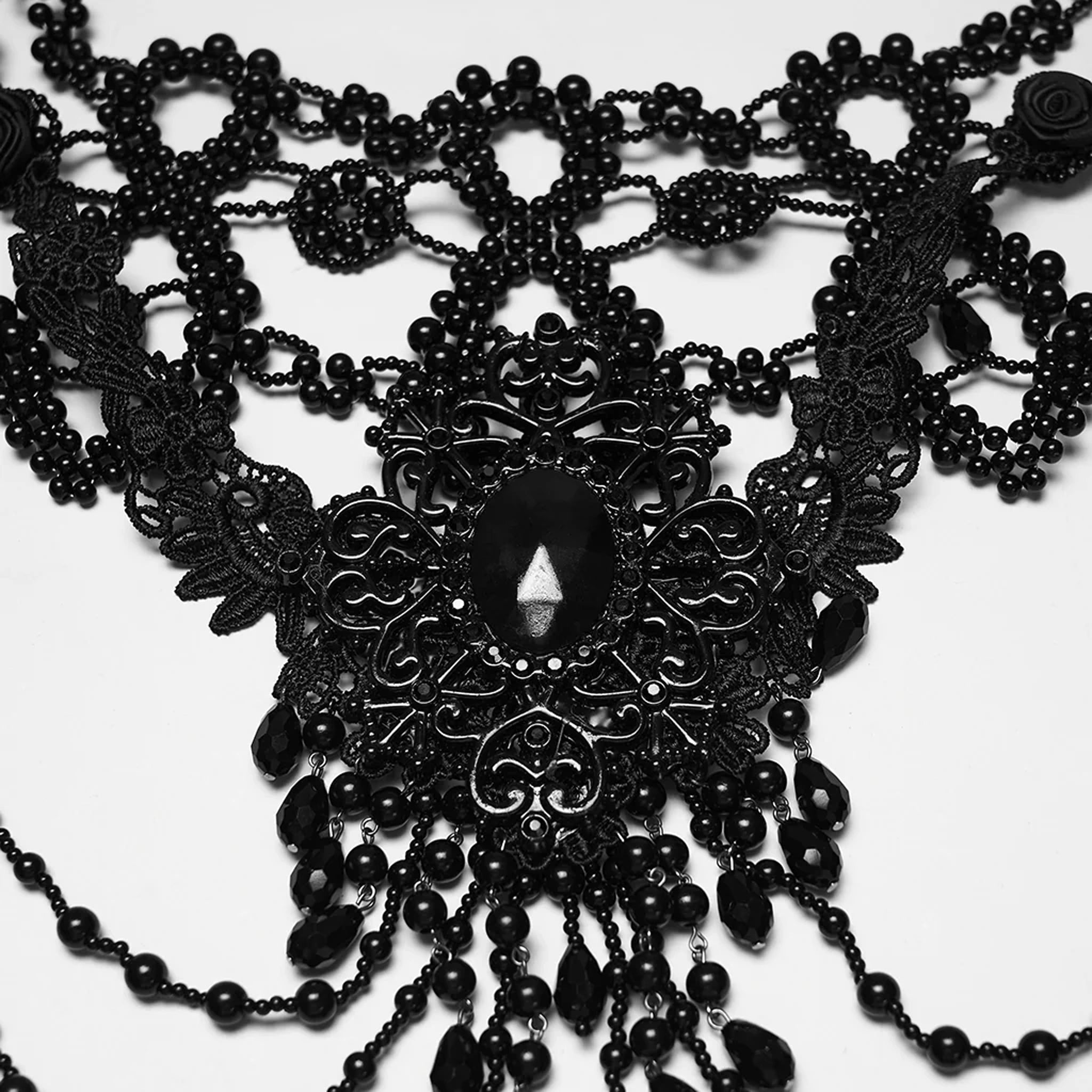 Mourning Beaded Shoulder Necklace