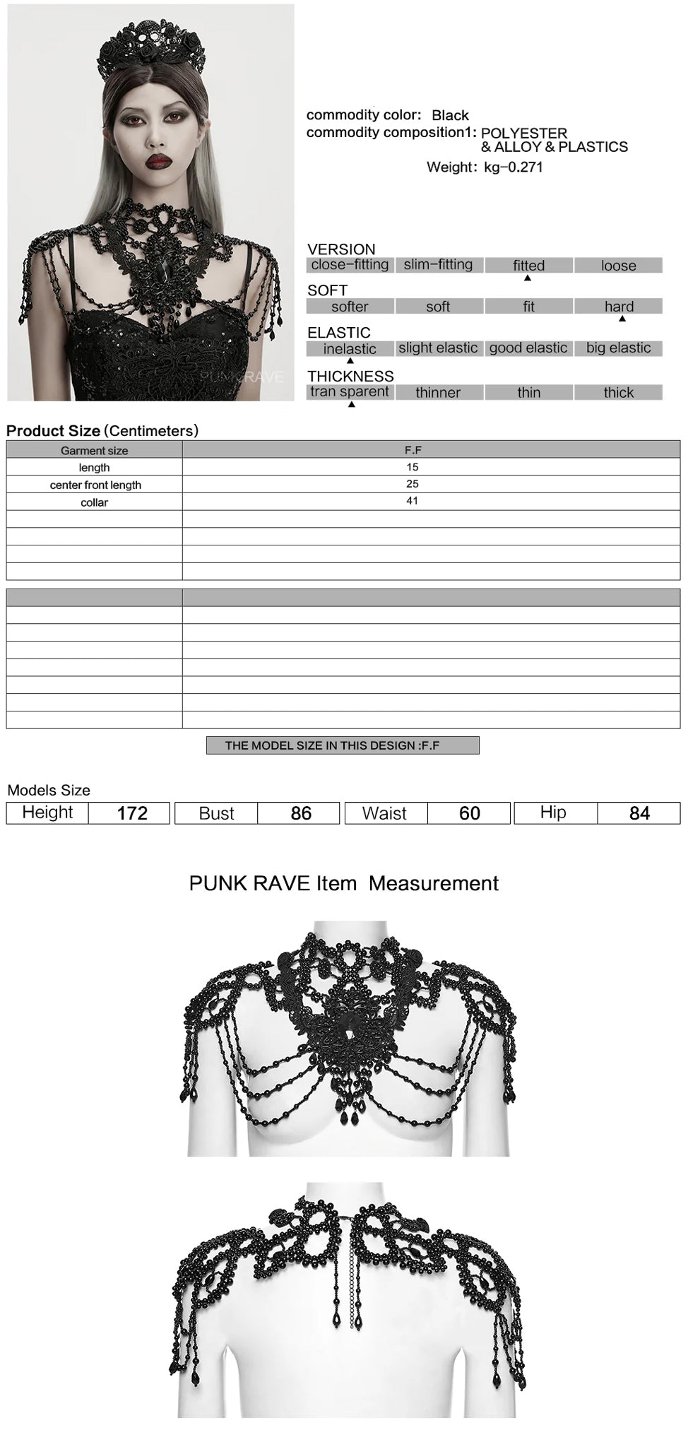 Mourning Beaded Shoulder Necklace