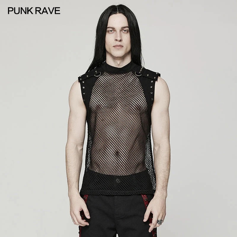 Fishnet Rivet Sleeve Top