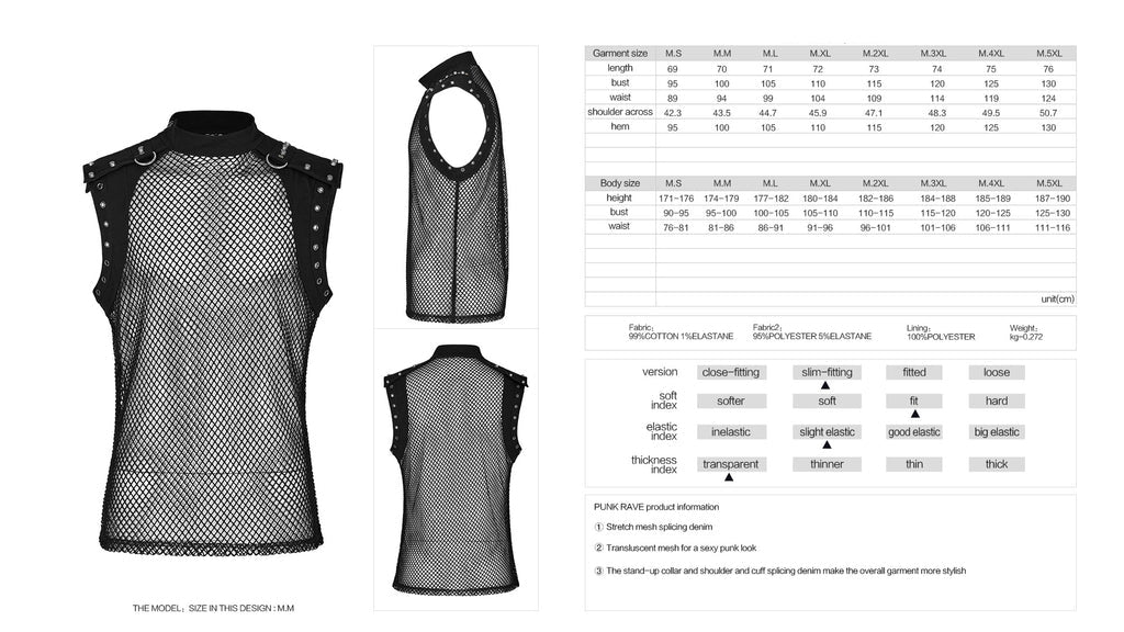 Fishnet Rivet Sleeve Top