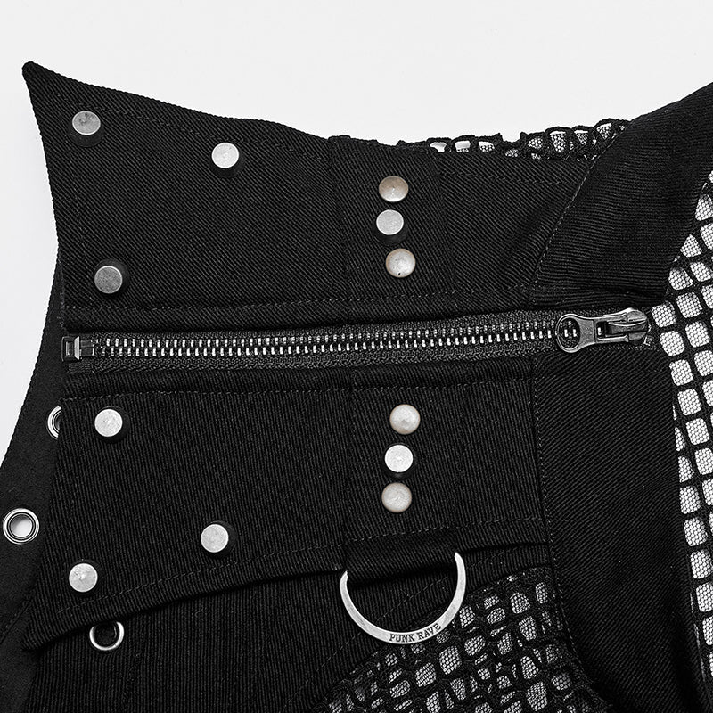 Fishnet Rivet Sleeve Top