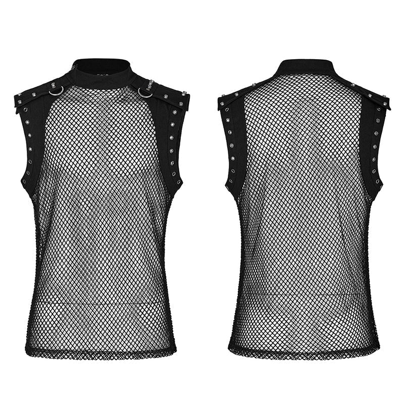 Fishnet Rivet Sleeve Top