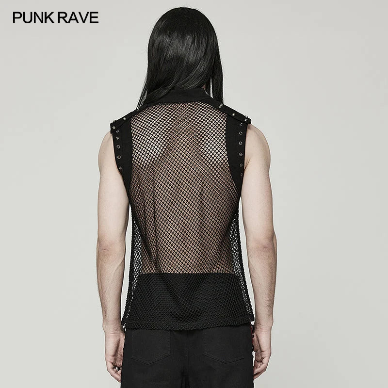 Fishnet Rivet Sleeve Top