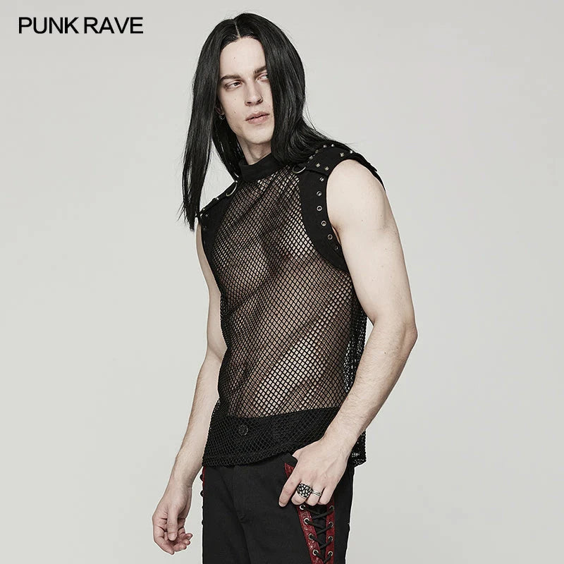 Fishnet Rivet Sleeve Top