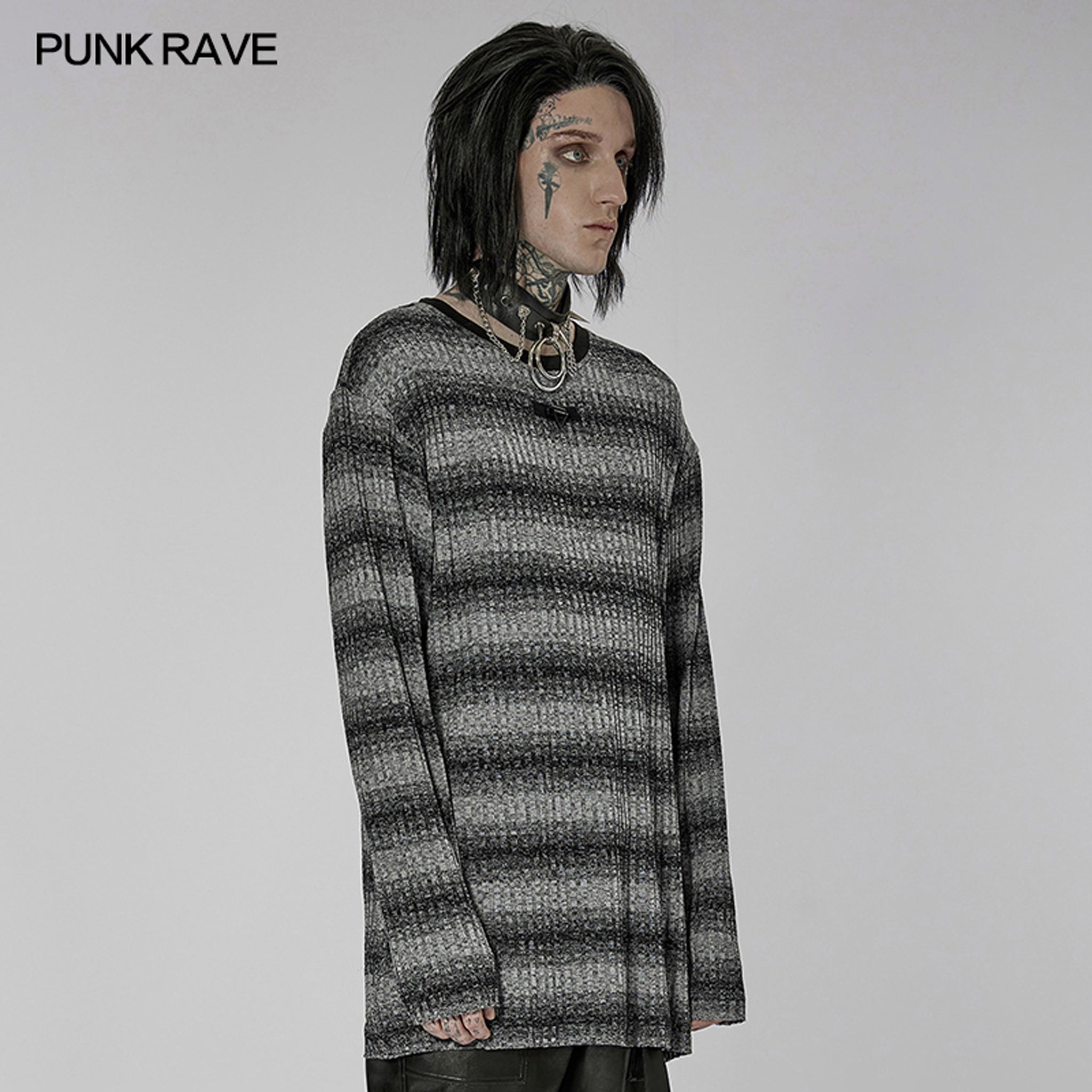 Striped Alt Sweater Grey