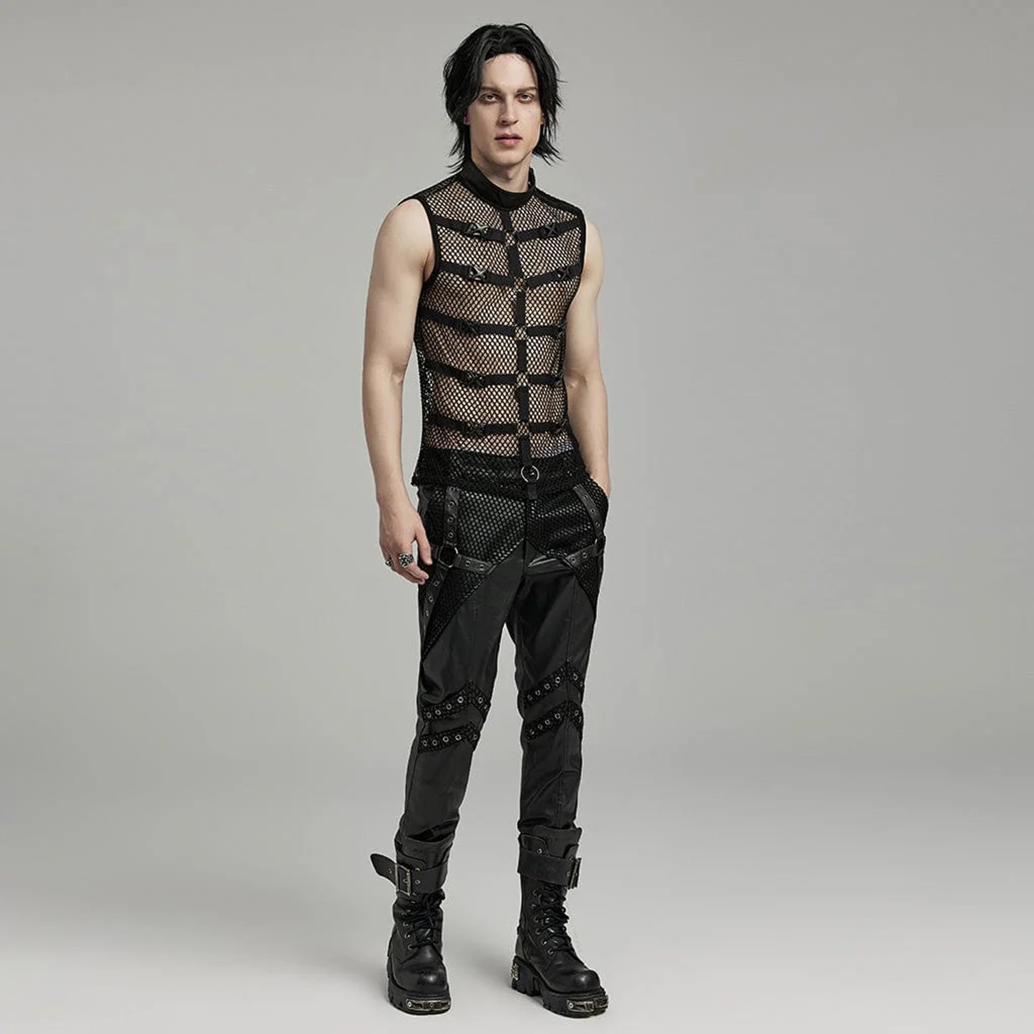 Banned Collar Release Buckle Mesh Top