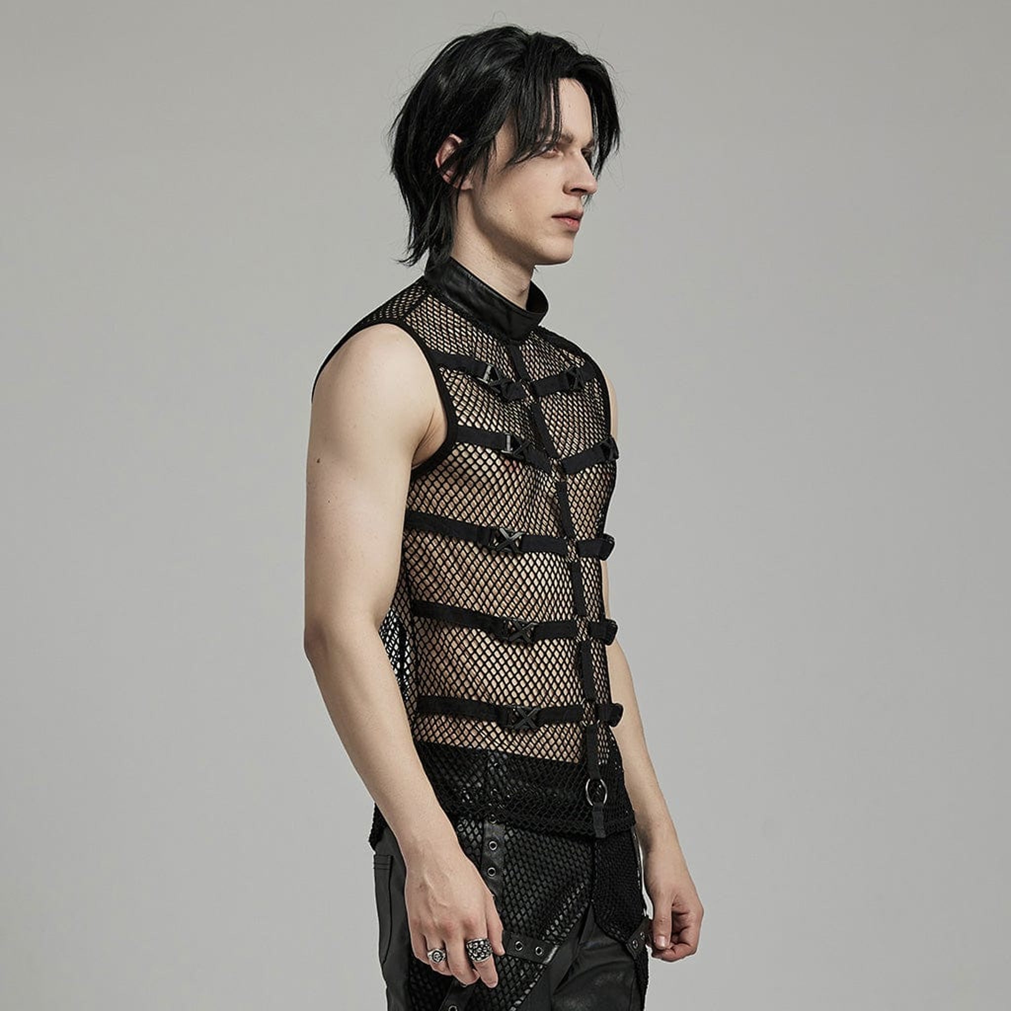 Banned Collar Release Buckle Mesh Top