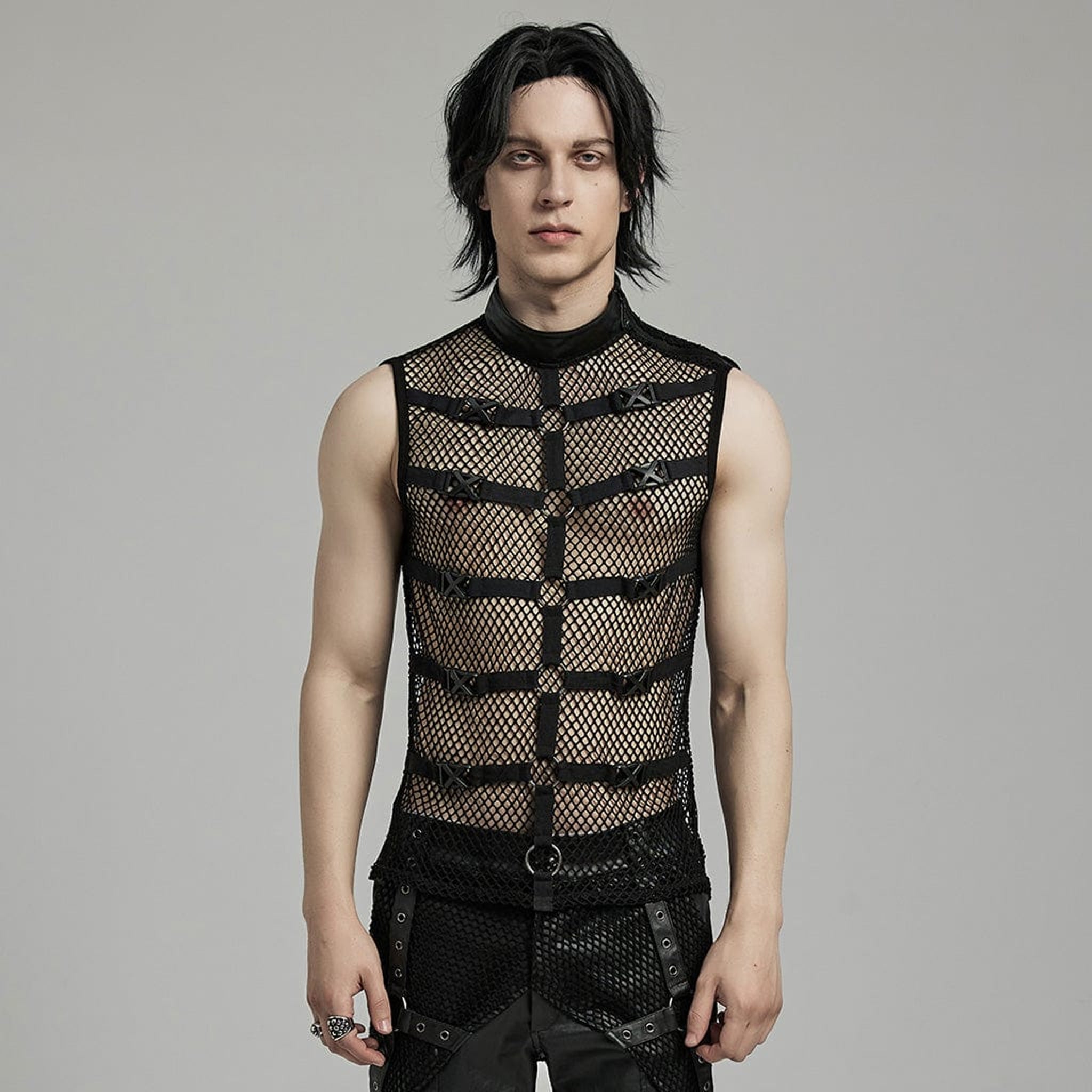 Banned Collar Release Buckle Mesh Top