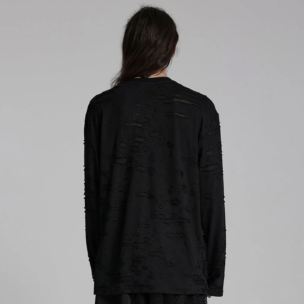 Distressed Long Sleeve Pullover
